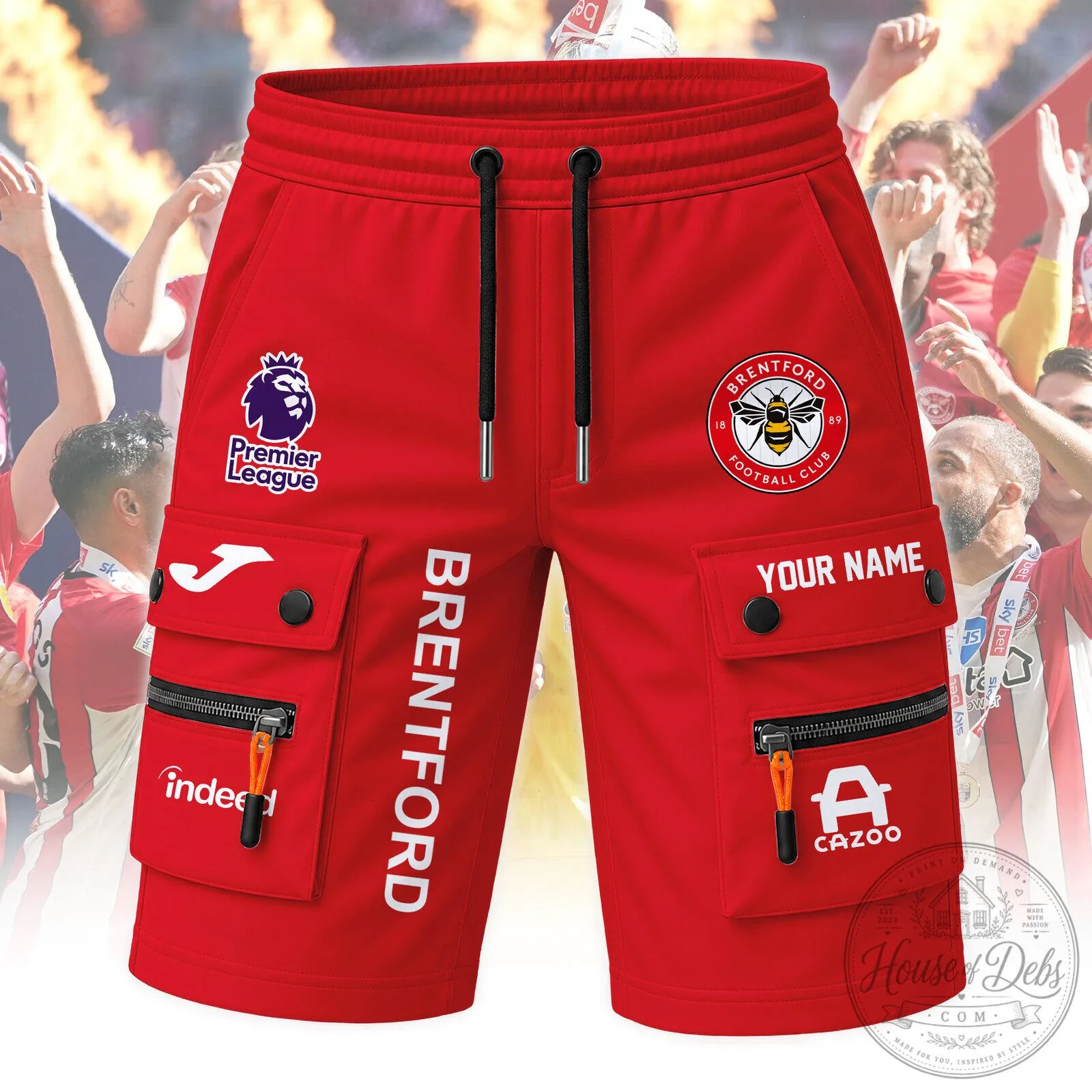 Brentford Football Club Premier League Red Cargo Shorts