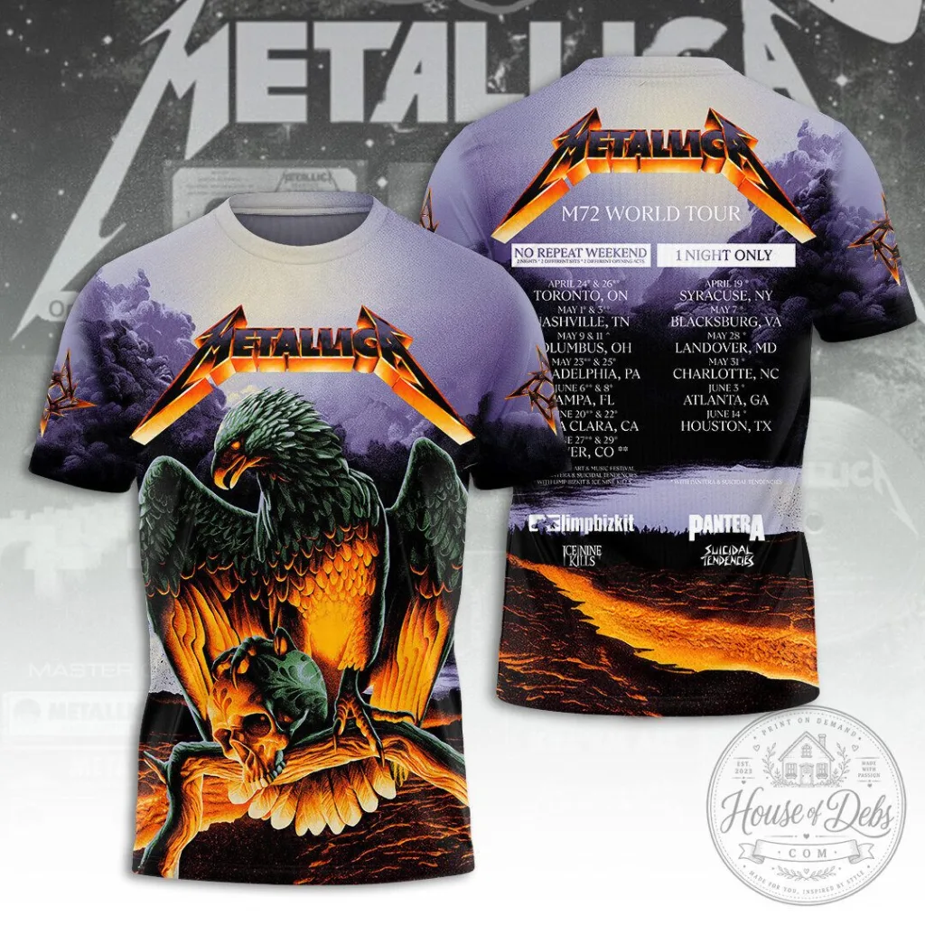 Metallica World Tour 2023 M72 Eagle Skull Graphic T-Shirt 48 Metallica World Tour 2023 M72 Eagle Skull Graphic T-Shirt