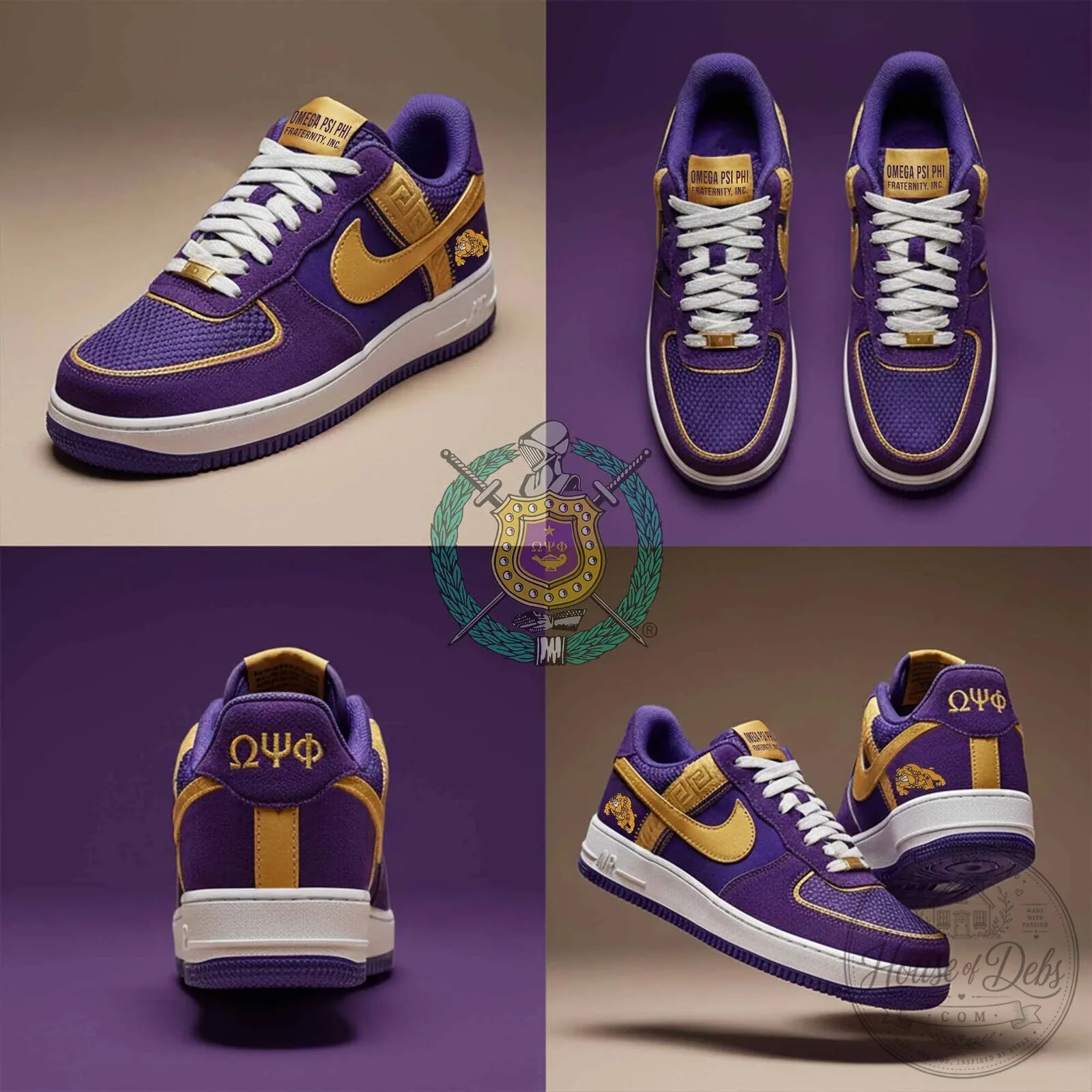 Purple and Gold Athletic Sneakers for Omega Psi Phi Fraternity