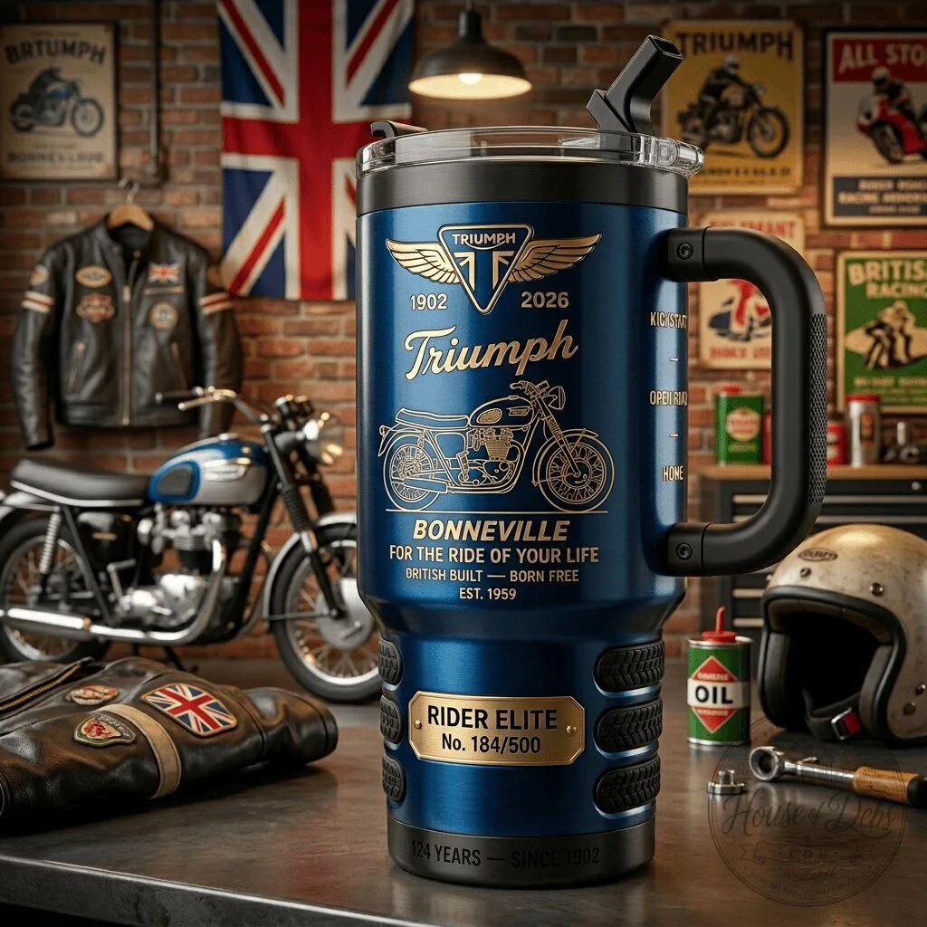 Triumph Bonneville Motorcycle Rider Elite Insulated Stainless Steel Tumbler