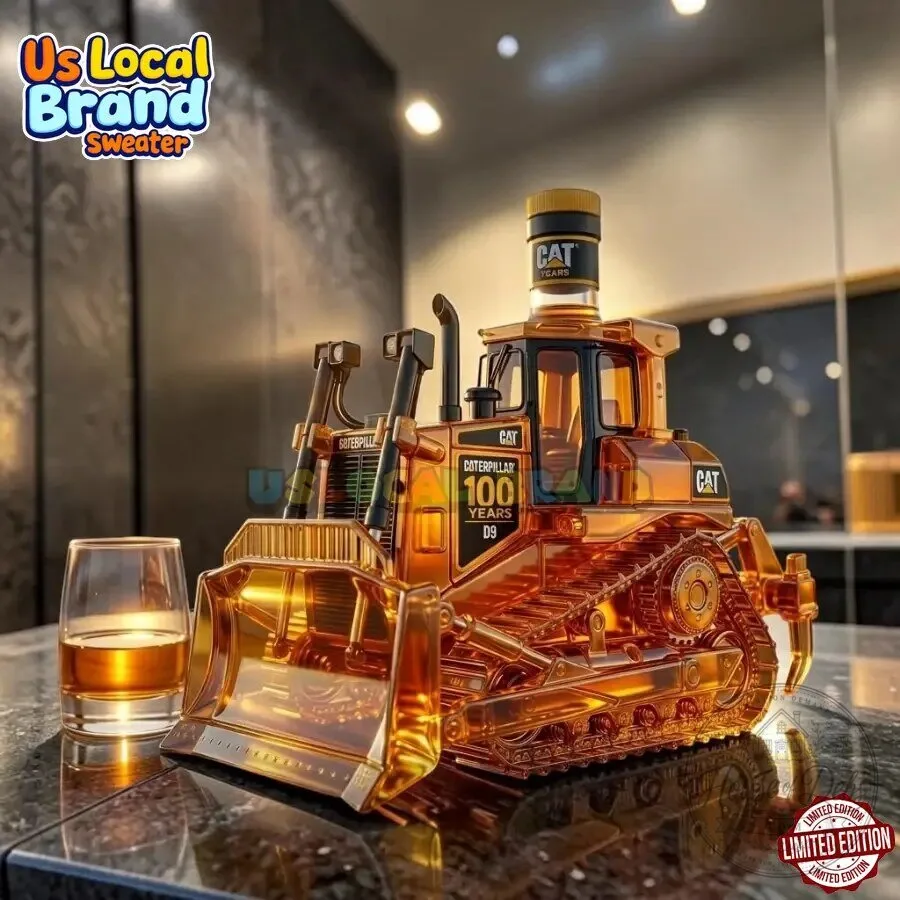 Caterpillar 100 Years D9 Bulldozer Whiskey Decanter Bottle