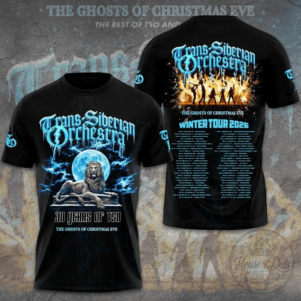 Black T-Shirt for the 2026 Winter Tour of Trans-Siberian Orchestra: The Ghosts of Christmas Eve