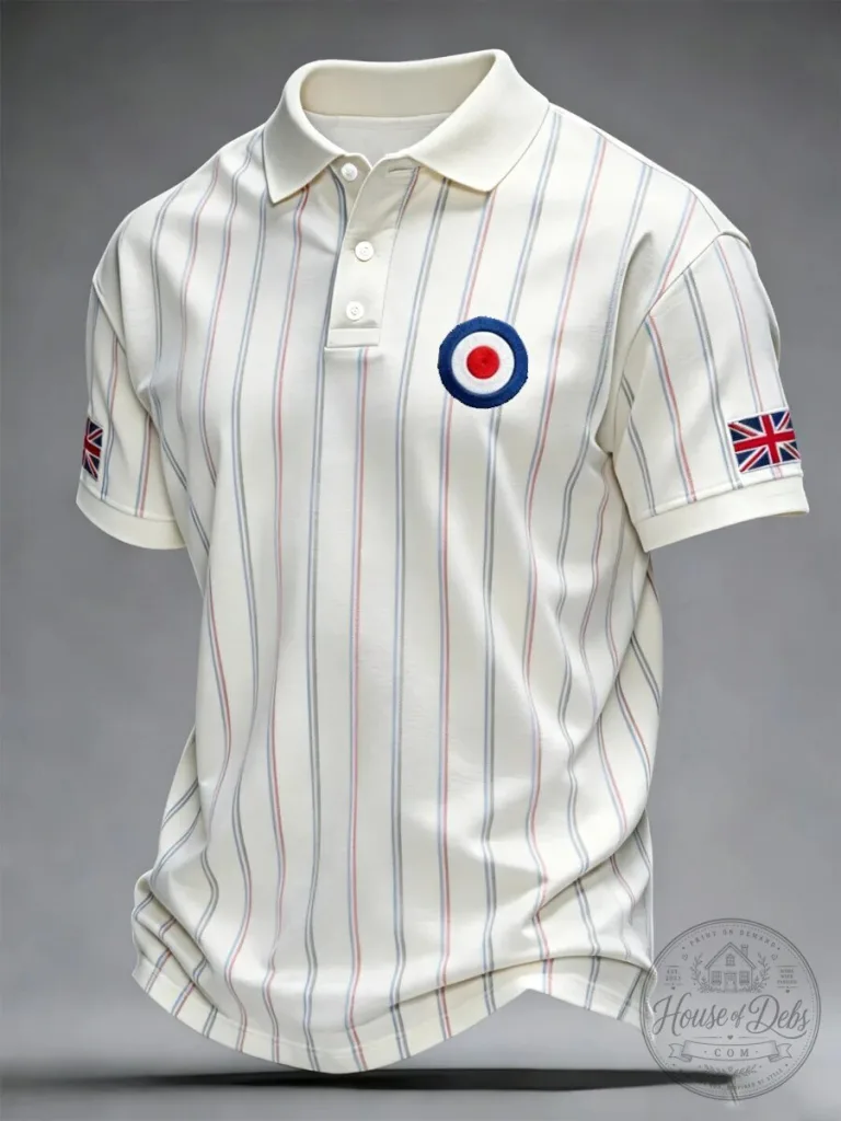 British Mod Culture Target Logo Striped Short Sleeve Polo Shirt