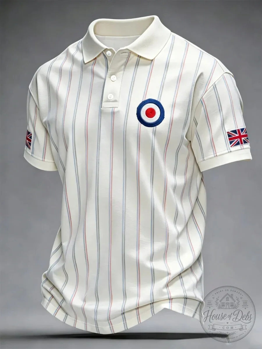 British Mod Culture Target Logo Striped Short Sleeve Polo Shirt