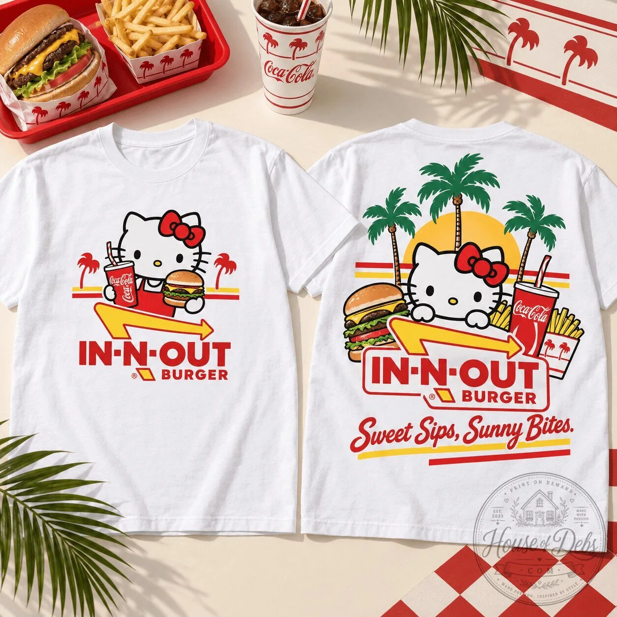 Hello Kitty In-N-Out Burger Sweet Sips Sunny Bites White T-Shirt