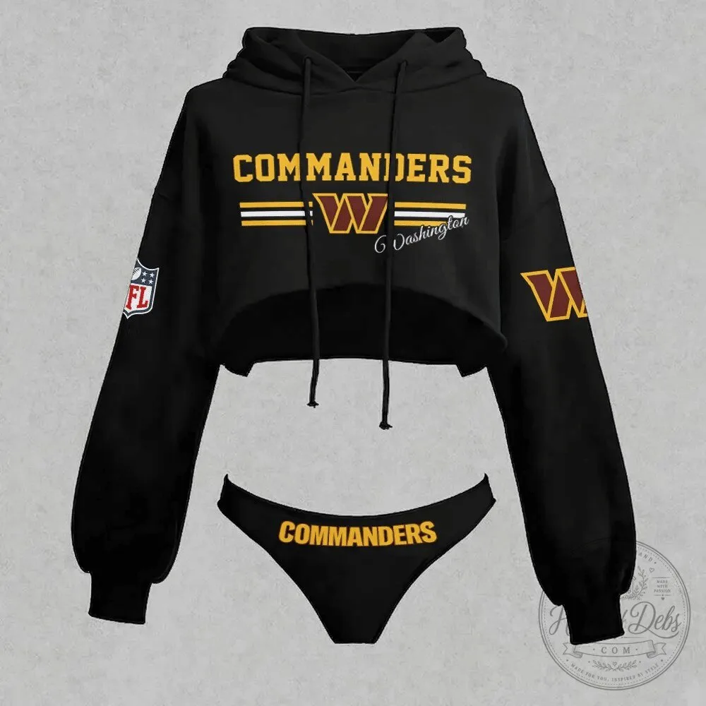 Washington Commanders Football Team Cropped Hoodie and Panty Set