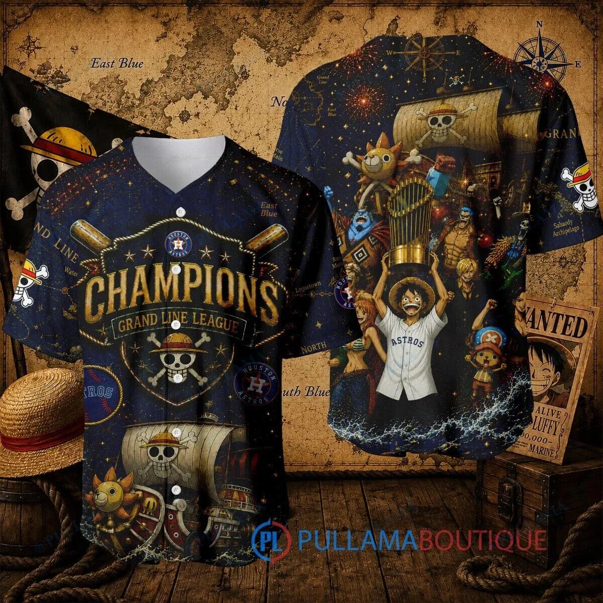 Houston Astros Baseball One Piece Champions Grand Line League Baseball Jersey