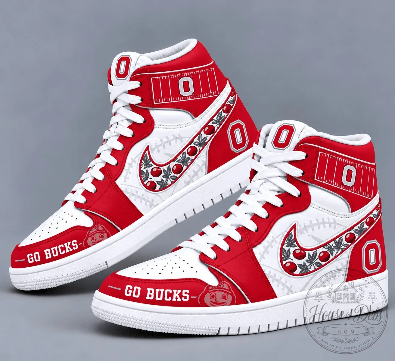 Ohio State Buckeyes Football Team Mascot High Top Sneakers Shoes