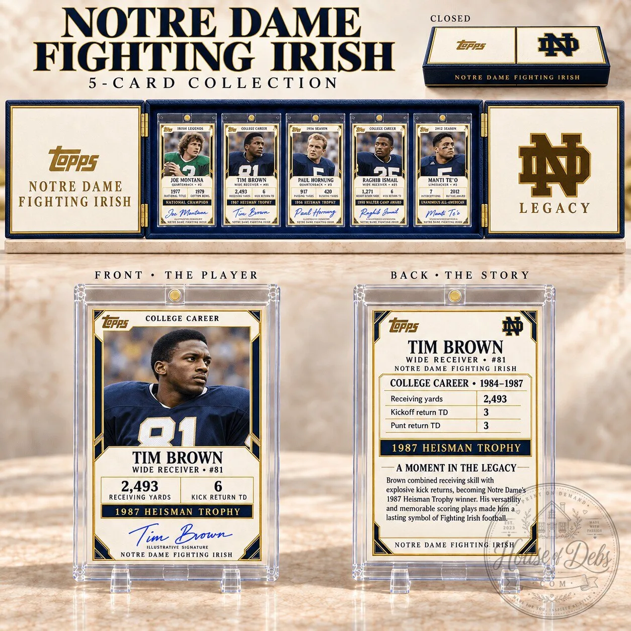 Notre Dame Fighting Irish Football Topps Tim Brown Heisman Trophy Trading Card