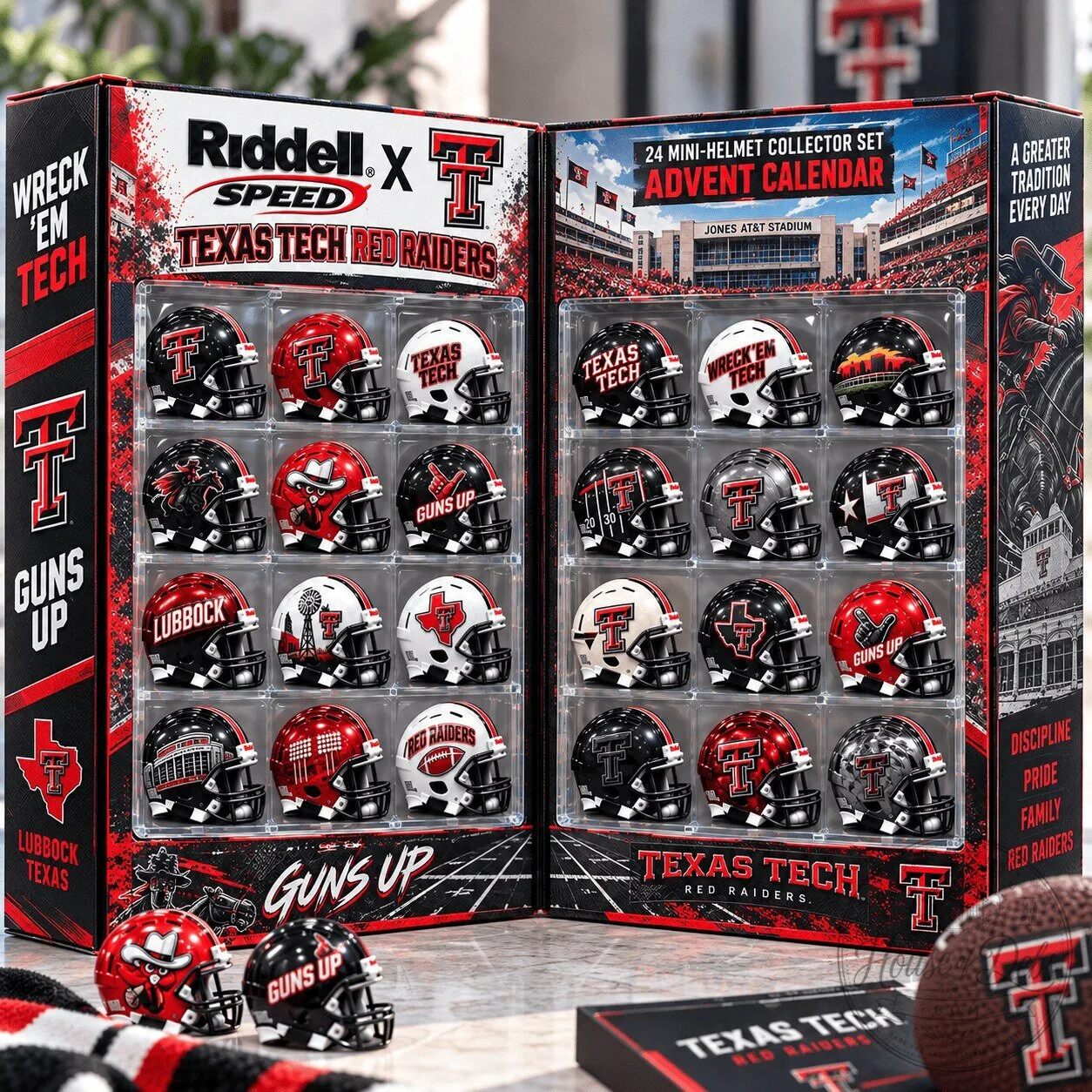 Texas Tech Red Raiders 24 Mini Helmet Collector Set Advent Calendar