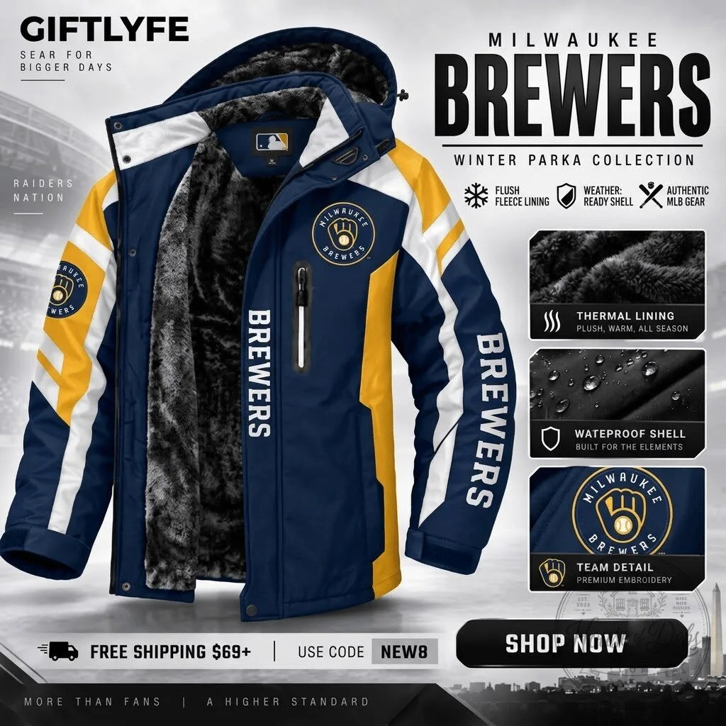 Milwaukee Brewers MLB Winter Parka Jacket with Fleece Lining