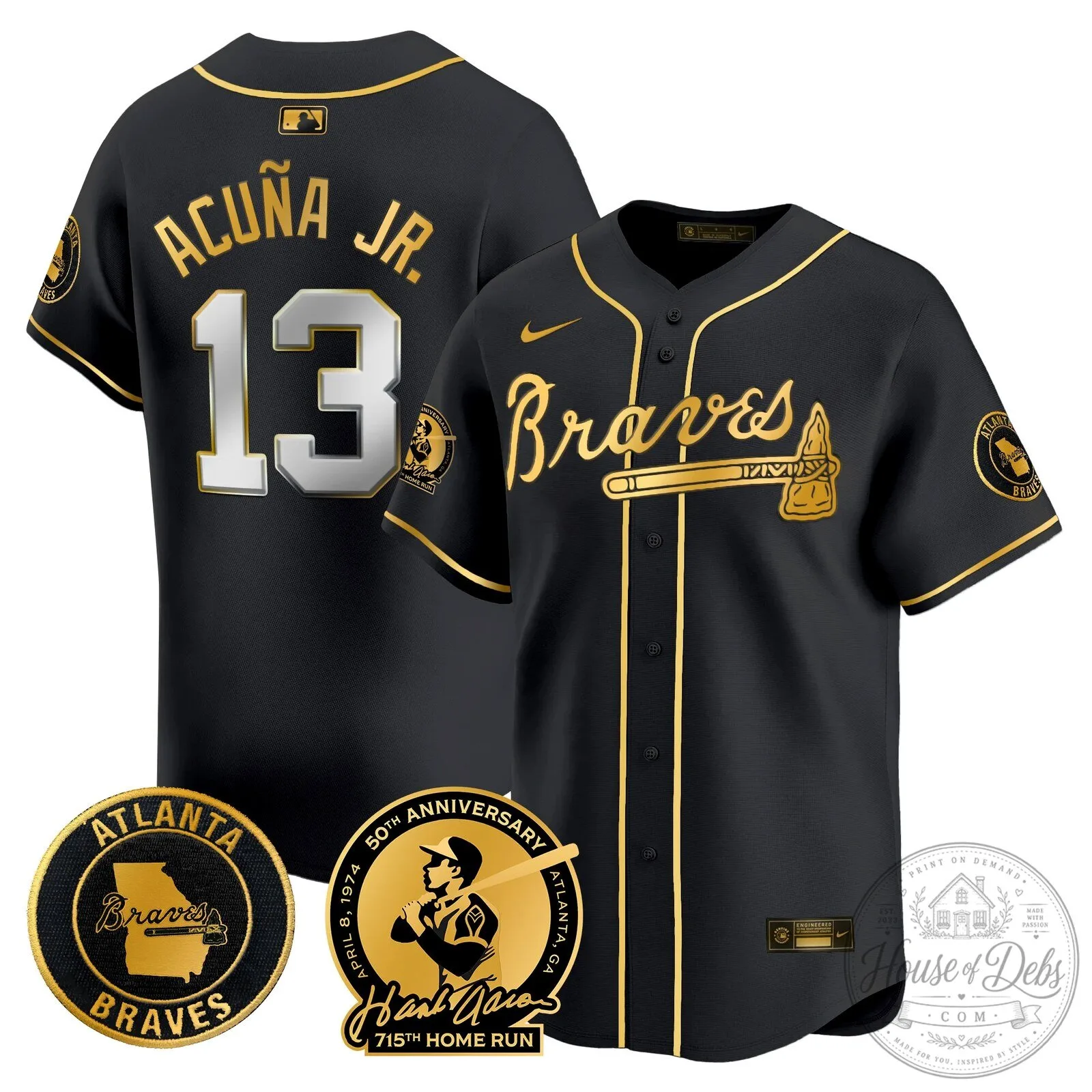 Atlanta Braves Ronald Acuña Jr. 2024 Black Gold Limited Baseball Jersey