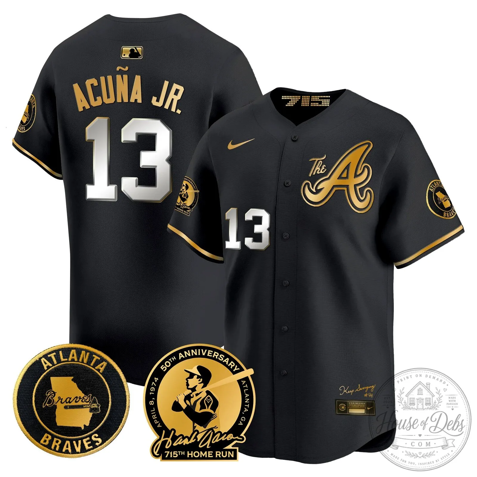 Atlanta Braves Ronald Acuna Jr. 715th Home Run Hank Aaron Baseball Jersey
