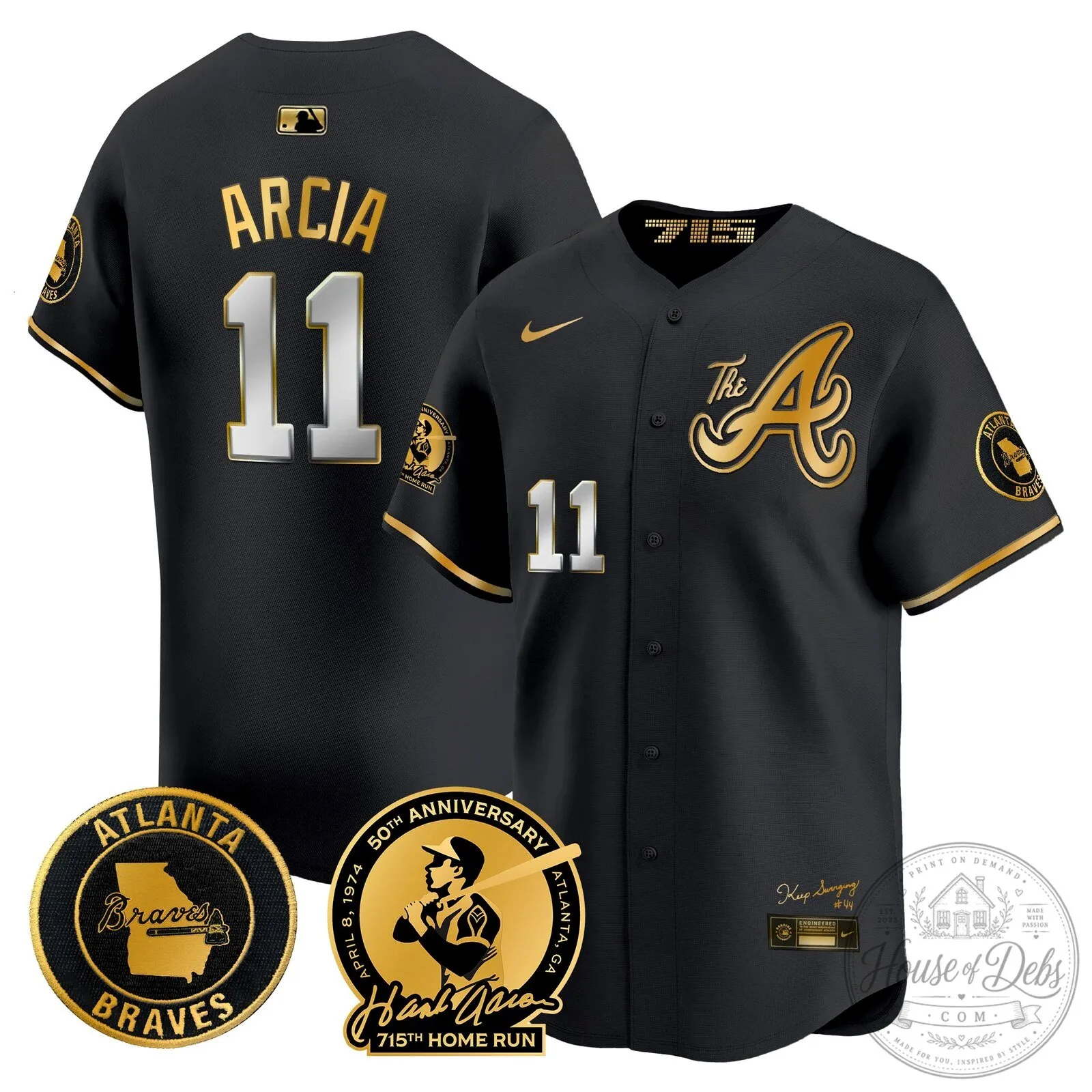 Atlanta Braves Ronald Acuna Jr. 715th Home Run Hank Aaron Baseball Jersey 59 Atlanta Braves Ronald Acuna Jr. 715th Home Run Hank Aaron Baseball Jersey