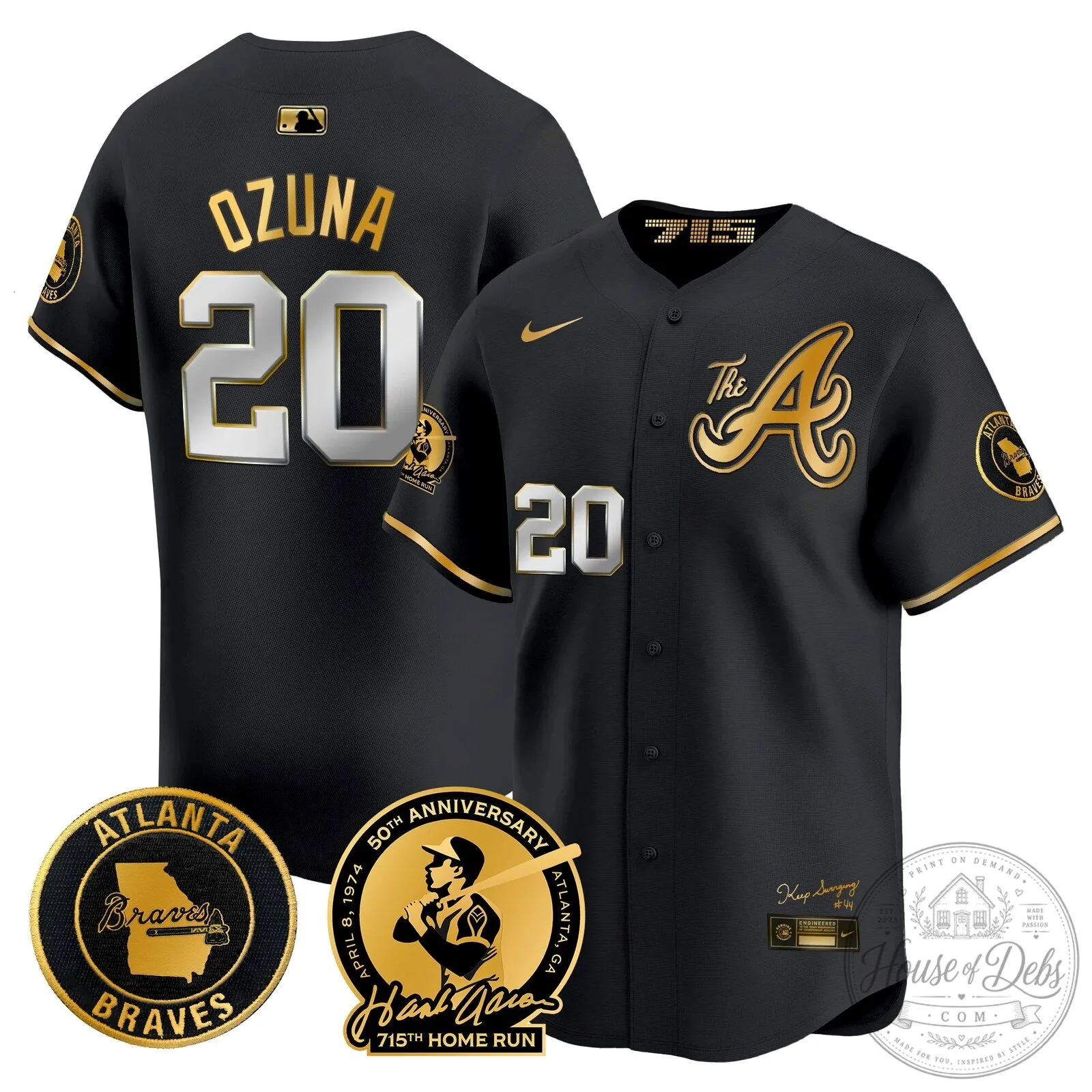 Atlanta Braves Ronald Acuna Jr. 715th Home Run Hank Aaron Baseball Jersey 60 Atlanta Braves Ronald Acuna Jr. 715th Home Run Hank Aaron Baseball Jersey