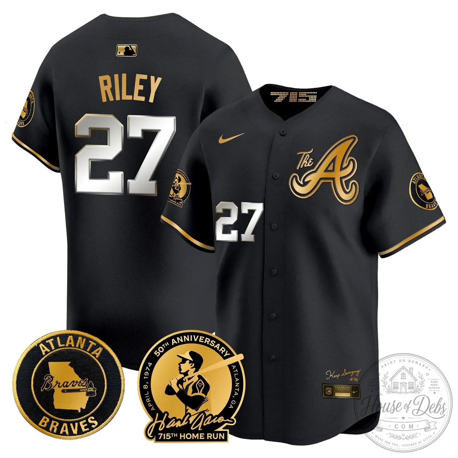 Atlanta Braves Ronald Acuna Jr. 715th Home Run Hank Aaron Baseball Jersey 61 Atlanta Braves Ronald Acuna Jr. 715th Home Run Hank Aaron Baseball Jersey