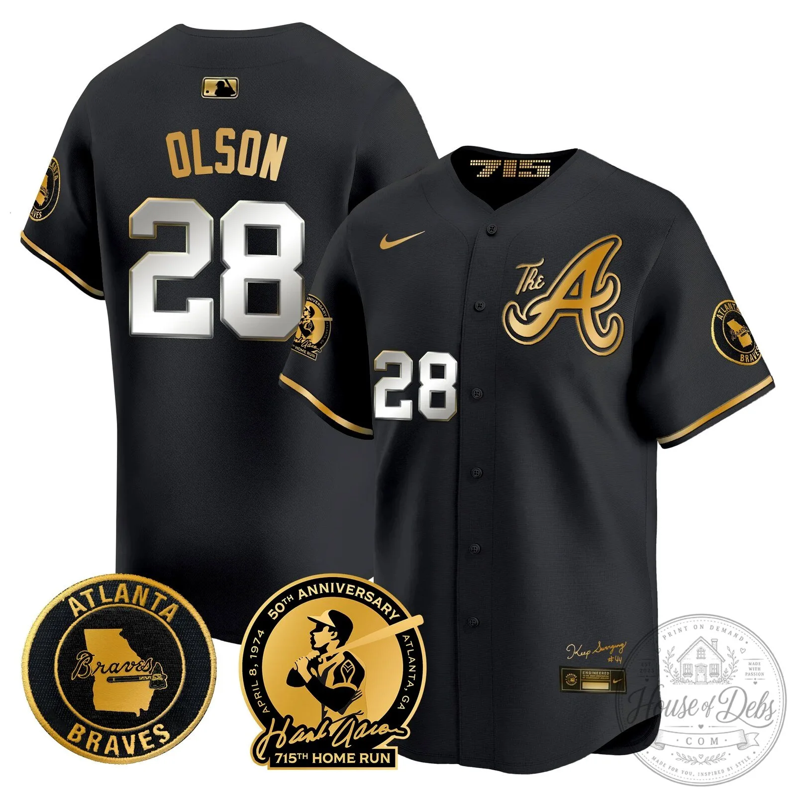 Atlanta Braves Ronald Acuna Jr. 715th Home Run Hank Aaron Baseball Jersey 63 Atlanta Braves Ronald Acuna Jr. 715th Home Run Hank Aaron Baseball Jersey