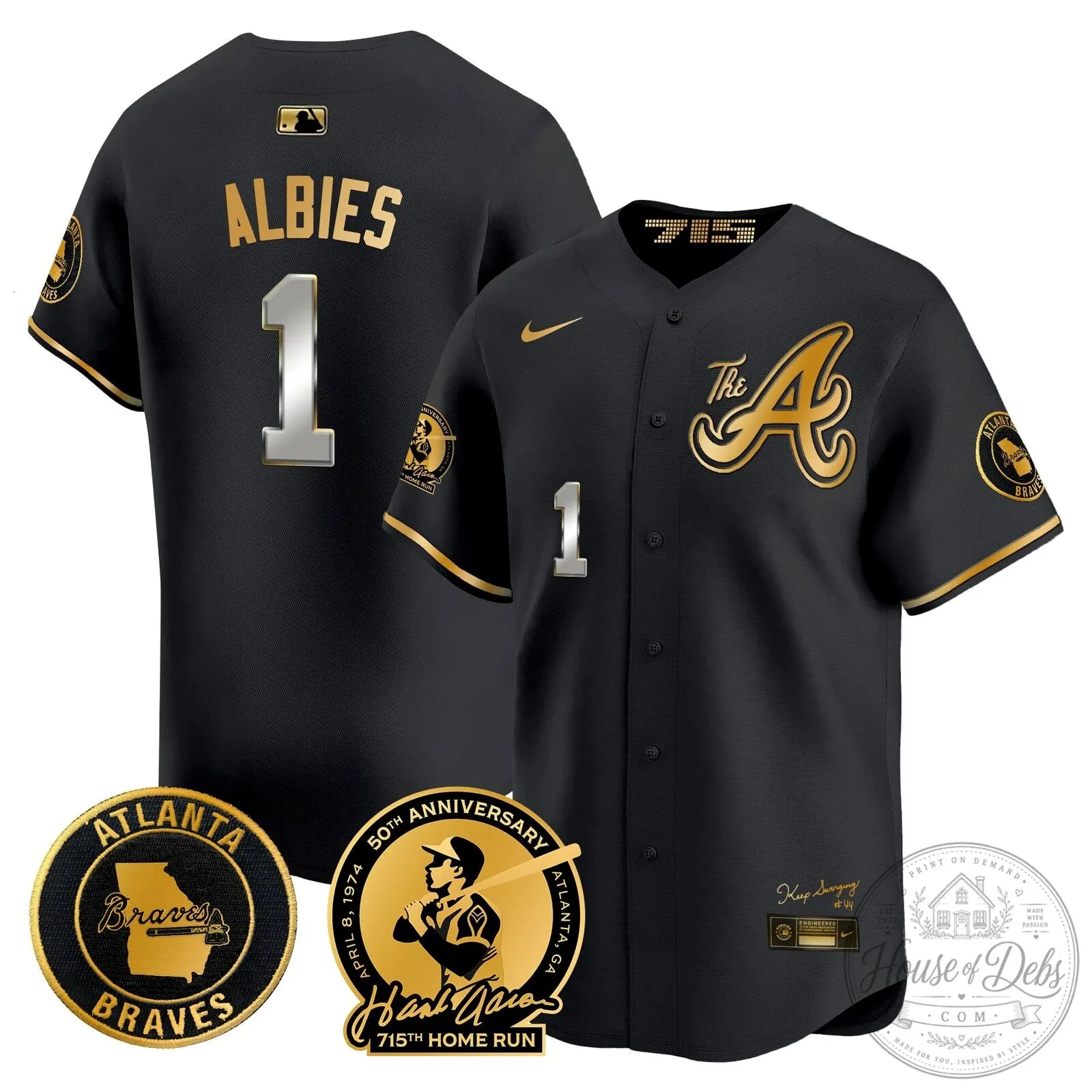 Atlanta Braves Ronald Acuna Jr. 715th Home Run Hank Aaron Baseball Jersey 64 Atlanta Braves Ronald Acuna Jr. 715th Home Run Hank Aaron Baseball Jersey