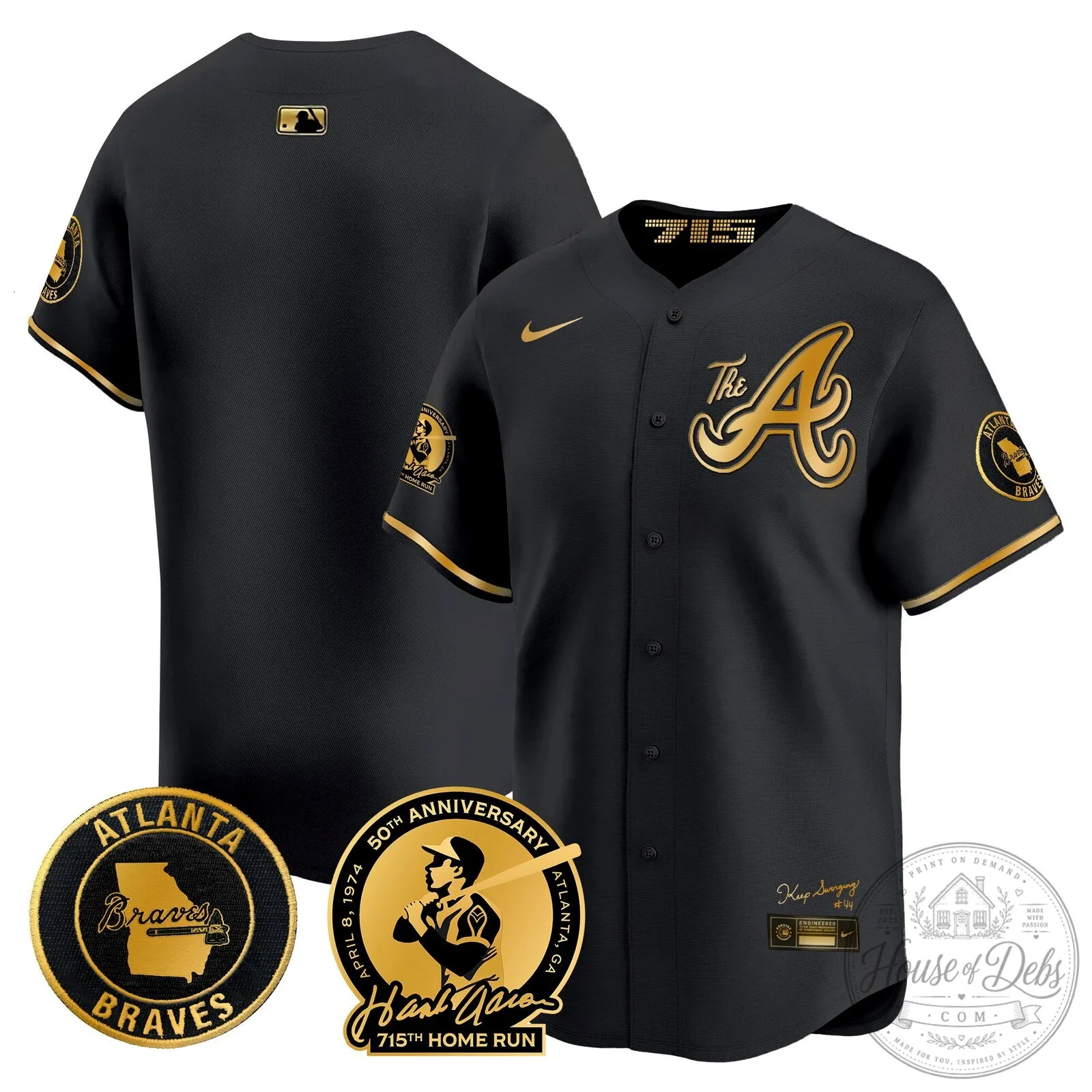 Atlanta Braves Ronald Acuna Jr. 715th Home Run Hank Aaron Baseball Jersey 66 Atlanta Braves Ronald Acuna Jr. 715th Home Run Hank Aaron Baseball Jersey