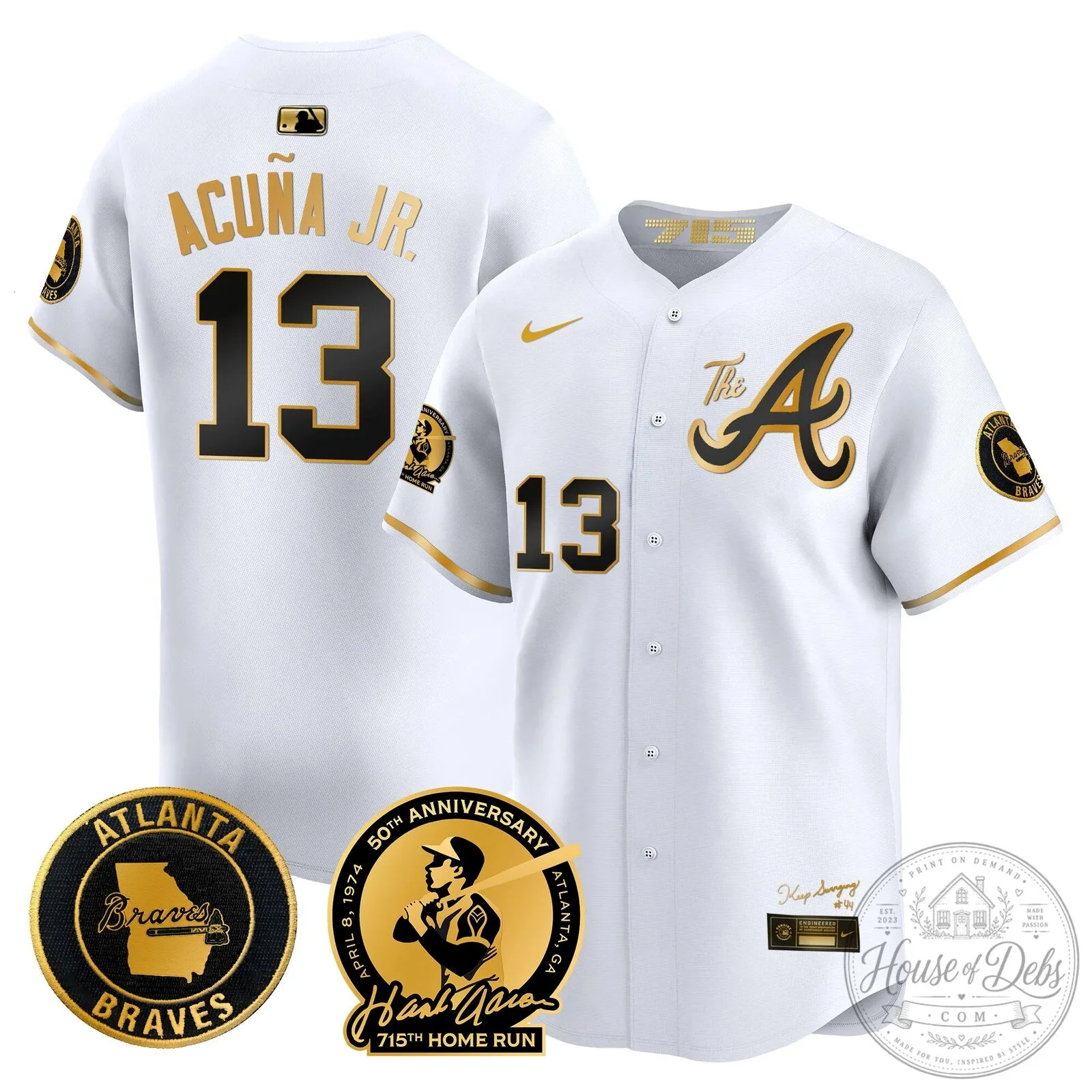 Atlanta Braves Ronald Acuna Jr. 715th Home Run Hank Aaron Baseball Jersey 67 Atlanta Braves Ronald Acuna Jr. 715th Home Run Hank Aaron Baseball Jersey