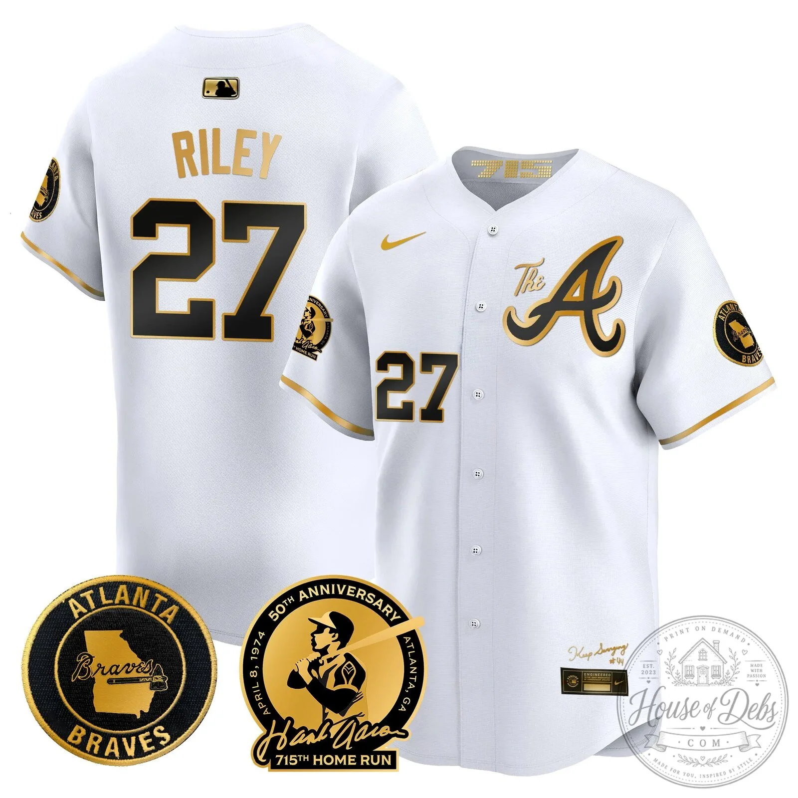 Atlanta Braves Ronald Acuna Jr. 715th Home Run Hank Aaron Baseball Jersey 70 Atlanta Braves Ronald Acuna Jr. 715th Home Run Hank Aaron Baseball Jersey
