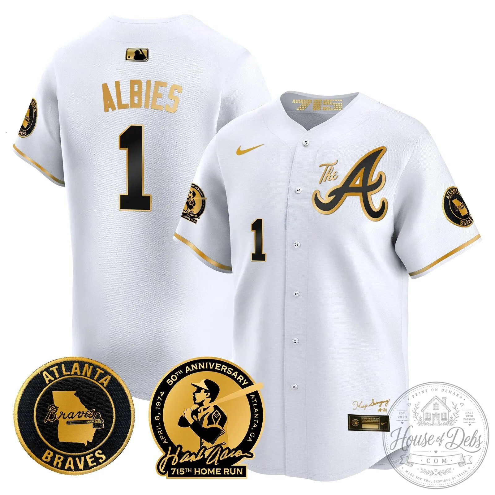 Atlanta Braves Ronald Acuna Jr. 715th Home Run Hank Aaron Baseball Jersey 73 Atlanta Braves Ronald Acuna Jr. 715th Home Run Hank Aaron Baseball Jersey