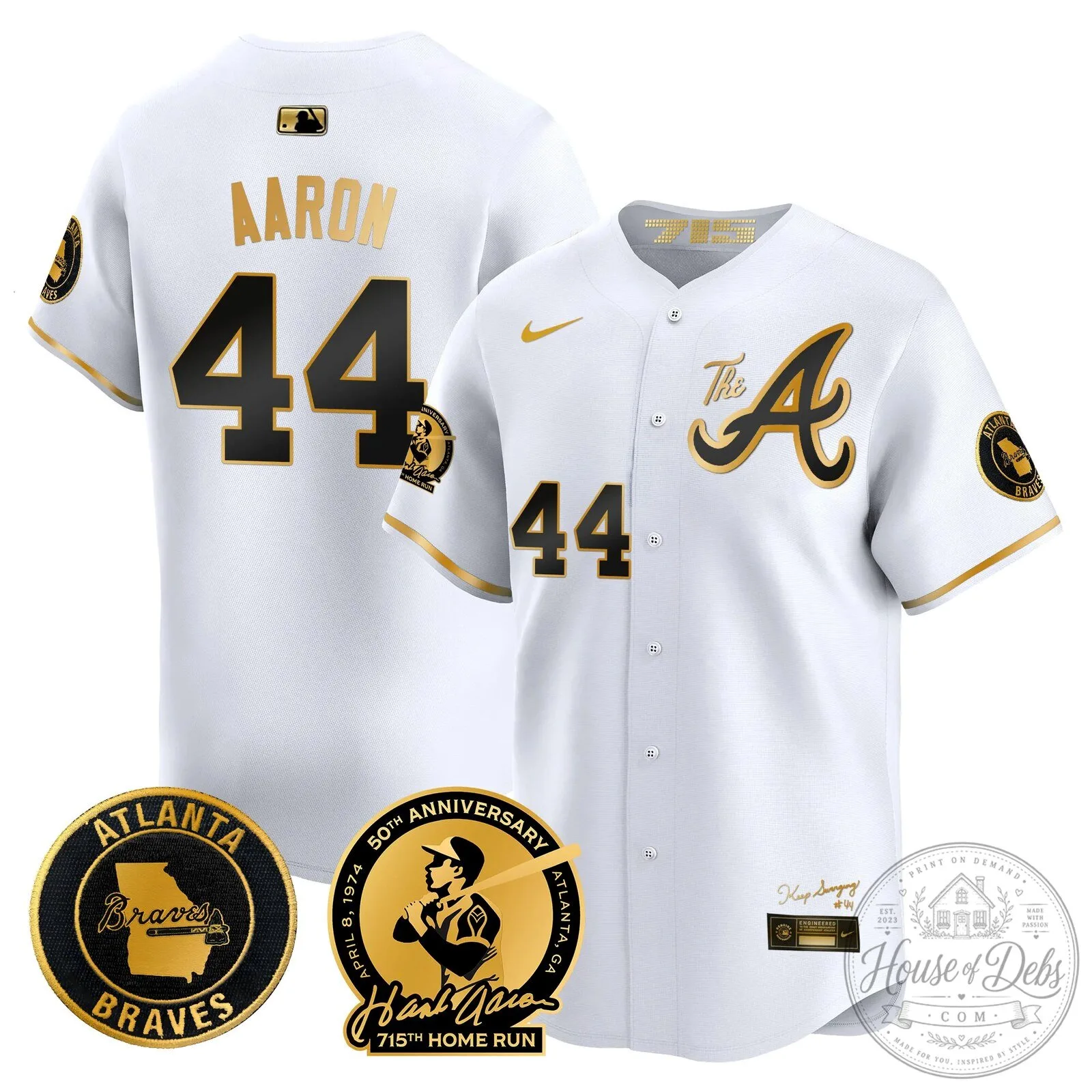 Atlanta Braves Ronald Acuna Jr. 715th Home Run Hank Aaron Baseball Jersey 74 Atlanta Braves Ronald Acuna Jr. 715th Home Run Hank Aaron Baseball Jersey