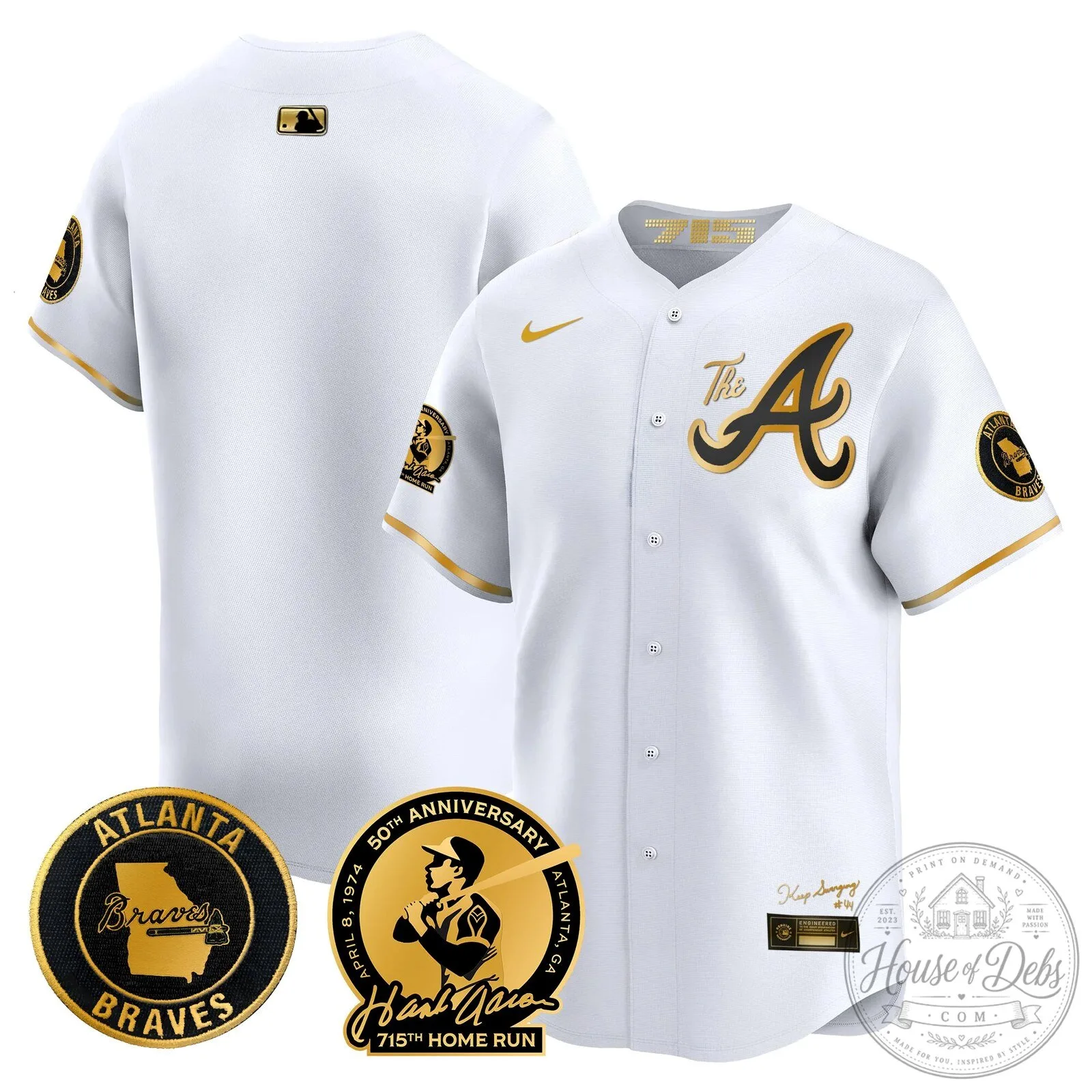 Atlanta Braves Ronald Acuna Jr. 715th Home Run Hank Aaron Baseball Jersey 75 Atlanta Braves Ronald Acuna Jr. 715th Home Run Hank Aaron Baseball Jersey
