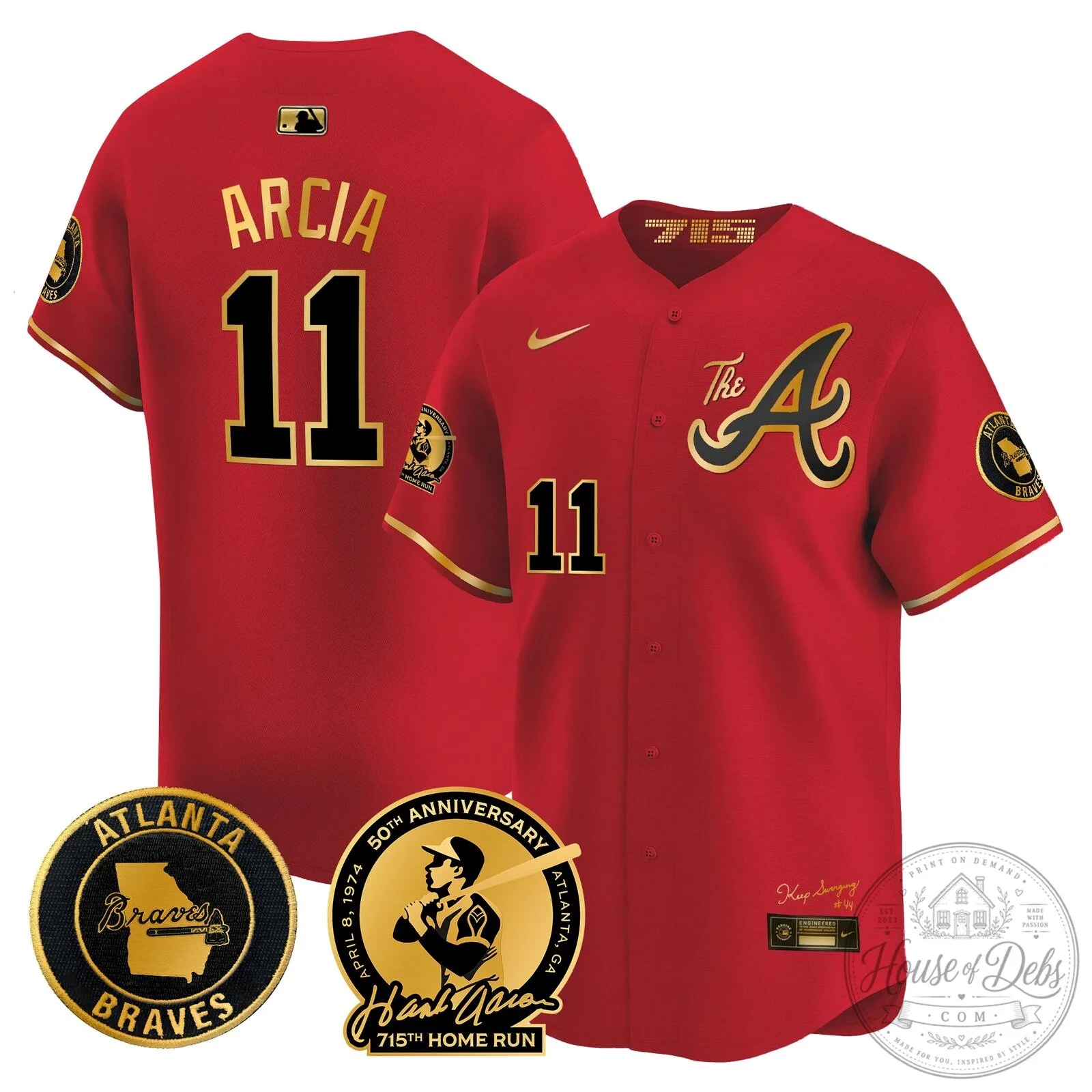 Atlanta Braves Ronald Acuna Jr. 715th Home Run Hank Aaron Baseball Jersey 77 Atlanta Braves Ronald Acuna Jr. 715th Home Run Hank Aaron Baseball Jersey