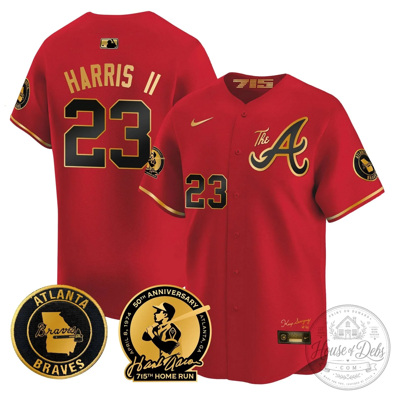 Atlanta Braves Ronald Acuna Jr. 715th Home Run Hank Aaron Baseball Jersey 80 Atlanta Braves Ronald Acuna Jr. 715th Home Run Hank Aaron Baseball Jersey