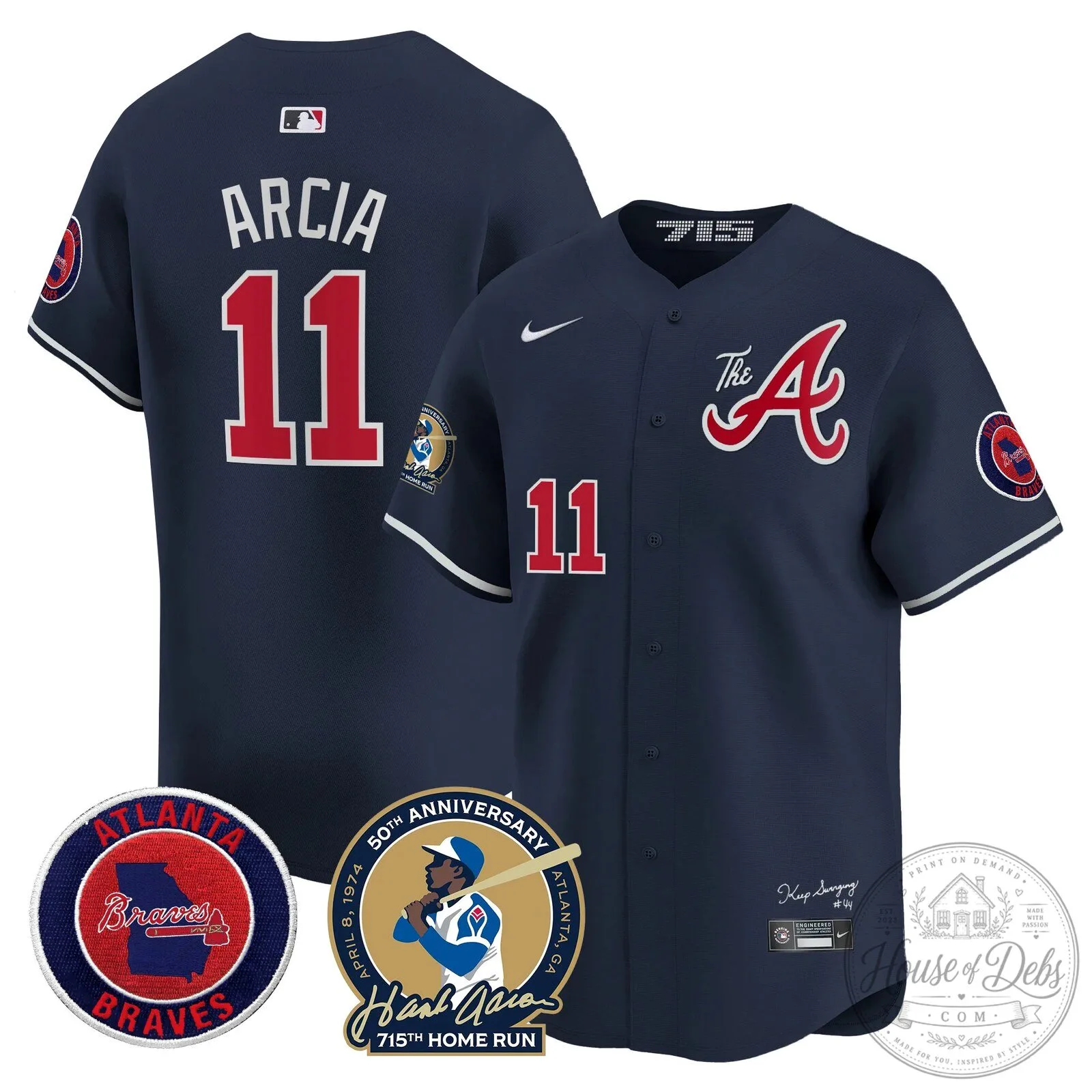 Atlanta Braves Ronald Acuna Jr. 715th Home Run Hank Aaron Baseball Jersey 95 Atlanta Braves Ronald Acuna Jr. 715th Home Run Hank Aaron Baseball Jersey