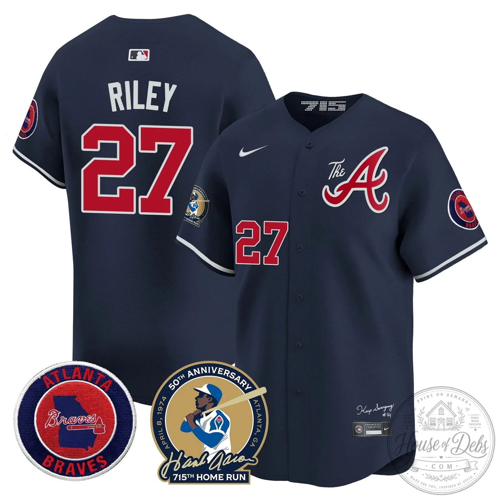 Atlanta Braves Ronald Acuna Jr. 715th Home Run Hank Aaron Baseball Jersey 97 Atlanta Braves Ronald Acuna Jr. 715th Home Run Hank Aaron Baseball Jersey