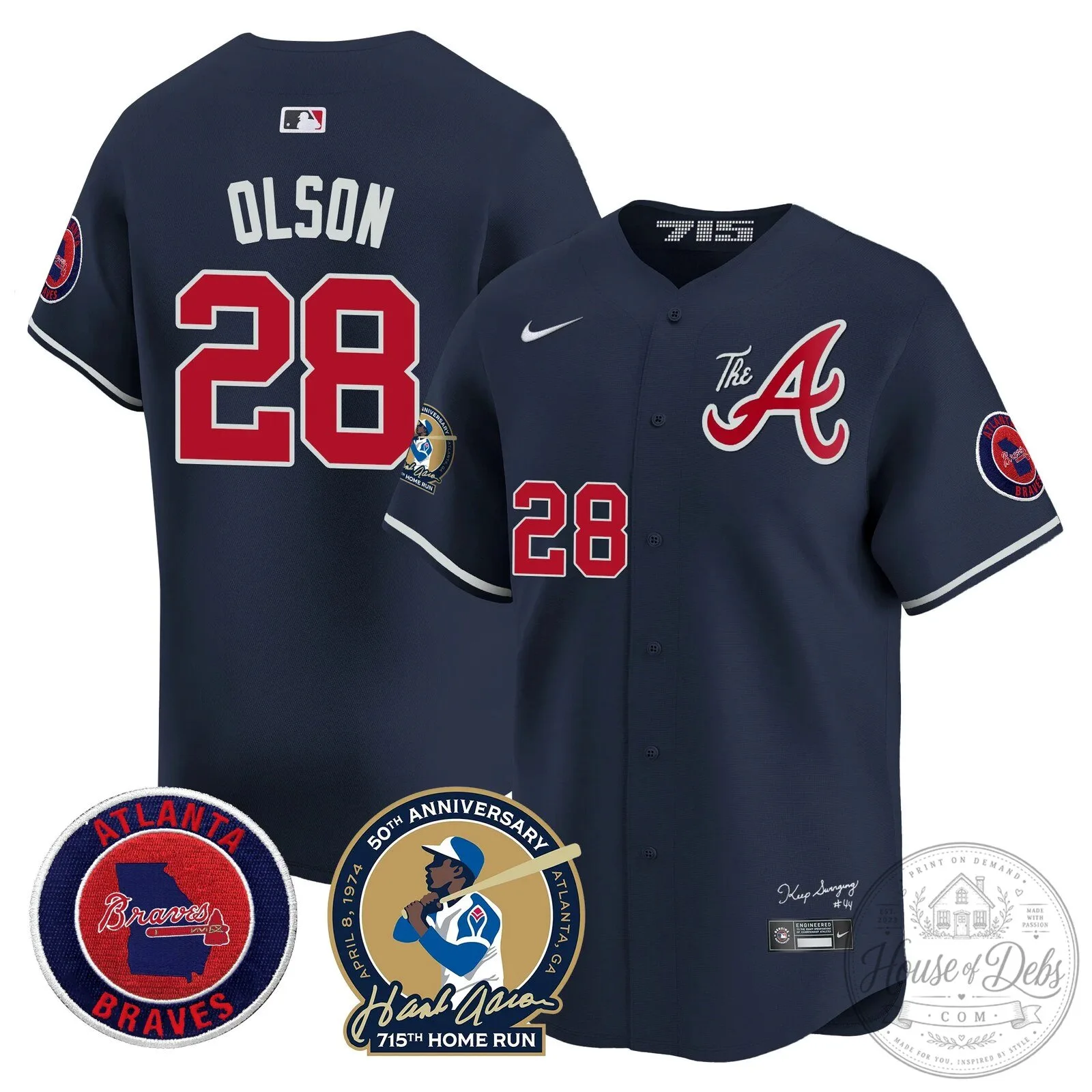 Atlanta Braves Ronald Acuna Jr. 715th Home Run Hank Aaron Baseball Jersey 99 Atlanta Braves Ronald Acuna Jr. 715th Home Run Hank Aaron Baseball Jersey