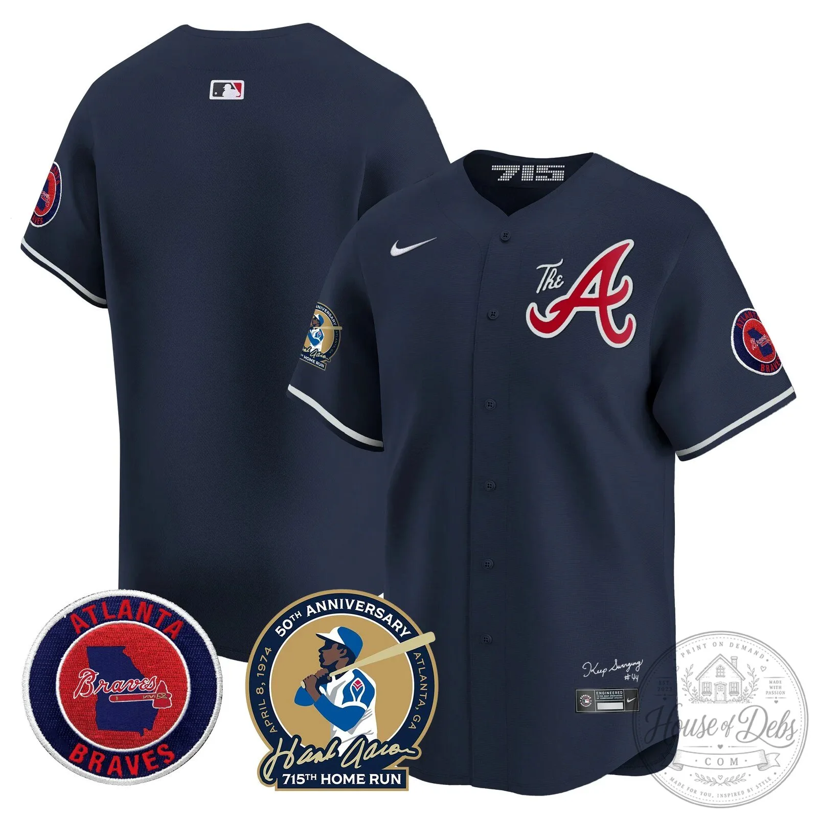 Atlanta Braves Ronald Acuna Jr. 715th Home Run Hank Aaron Baseball Jersey 102 Atlanta Braves Ronald Acuna Jr. 715th Home Run Hank Aaron Baseball Jersey