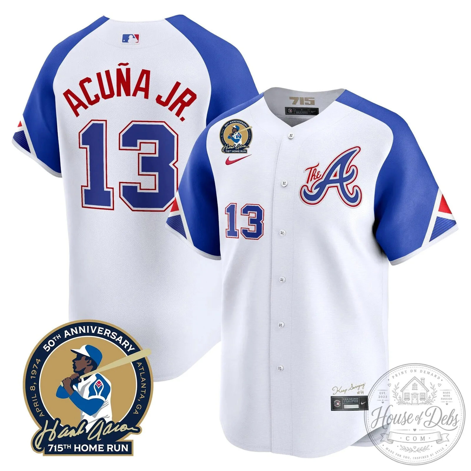 Atlanta Braves Ronald Acuna Jr. 715th Home Run Hank Aaron Baseball Jersey 103 Atlanta Braves Ronald Acuna Jr. 715th Home Run Hank Aaron Baseball Jersey