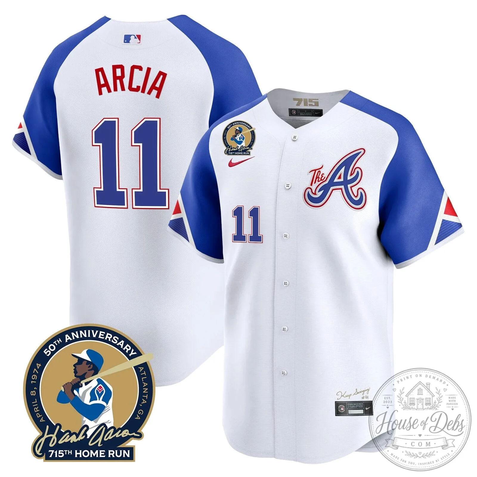 Atlanta Braves Ronald Acuna Jr. 715th Home Run Hank Aaron Baseball Jersey 104 Atlanta Braves Ronald Acuna Jr. 715th Home Run Hank Aaron Baseball Jersey