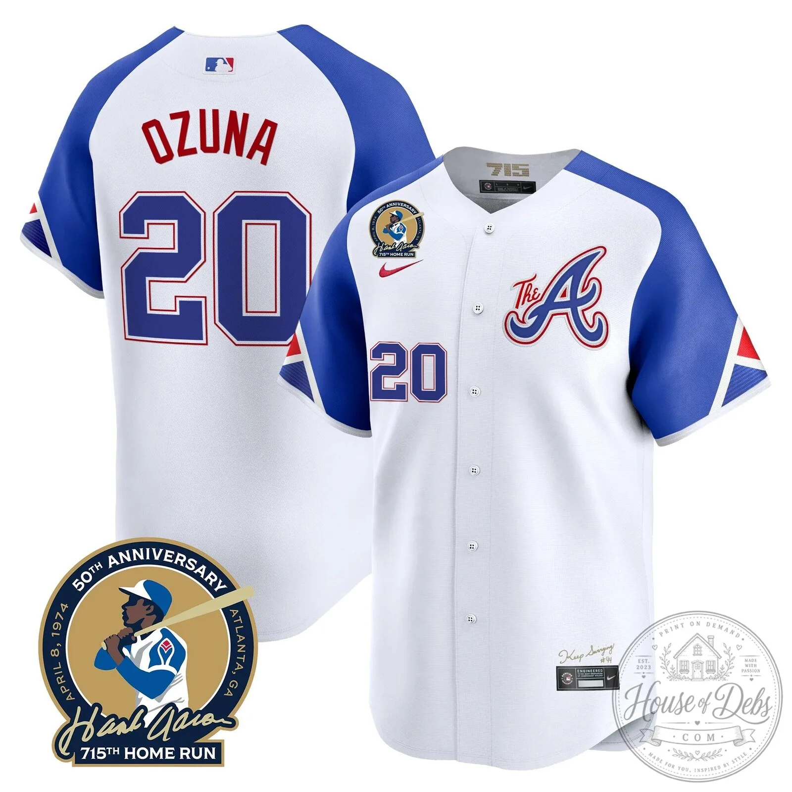 Atlanta Braves Ronald Acuna Jr. 715th Home Run Hank Aaron Baseball Jersey 105 Atlanta Braves Ronald Acuna Jr. 715th Home Run Hank Aaron Baseball Jersey