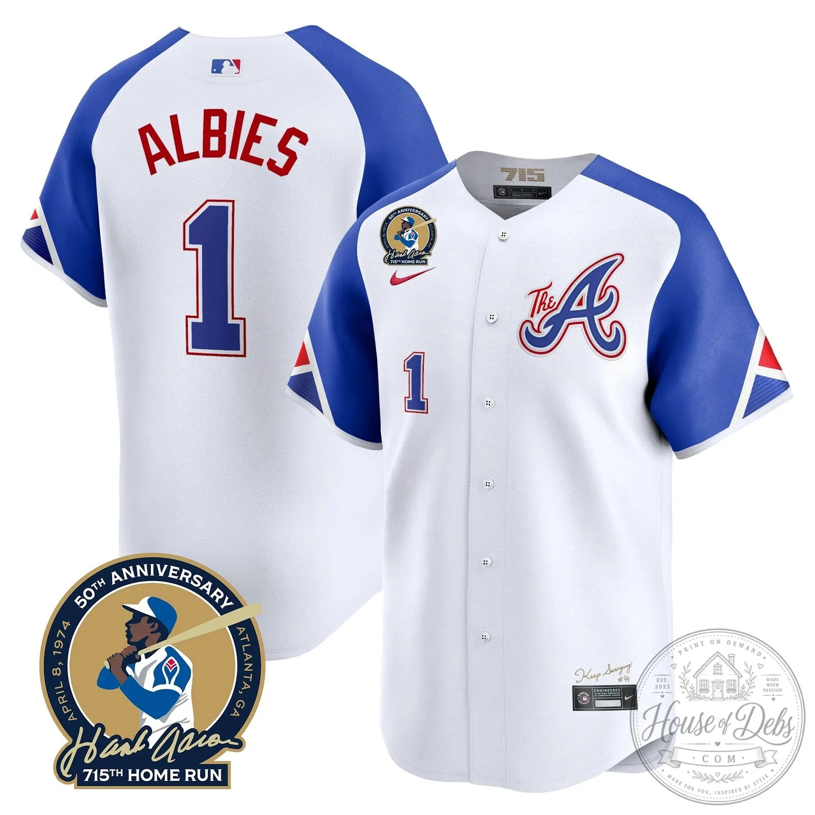 Atlanta Braves Ronald Acuna Jr. 715th Home Run Hank Aaron Baseball Jersey 109 Atlanta Braves Ronald Acuna Jr. 715th Home Run Hank Aaron Baseball Jersey