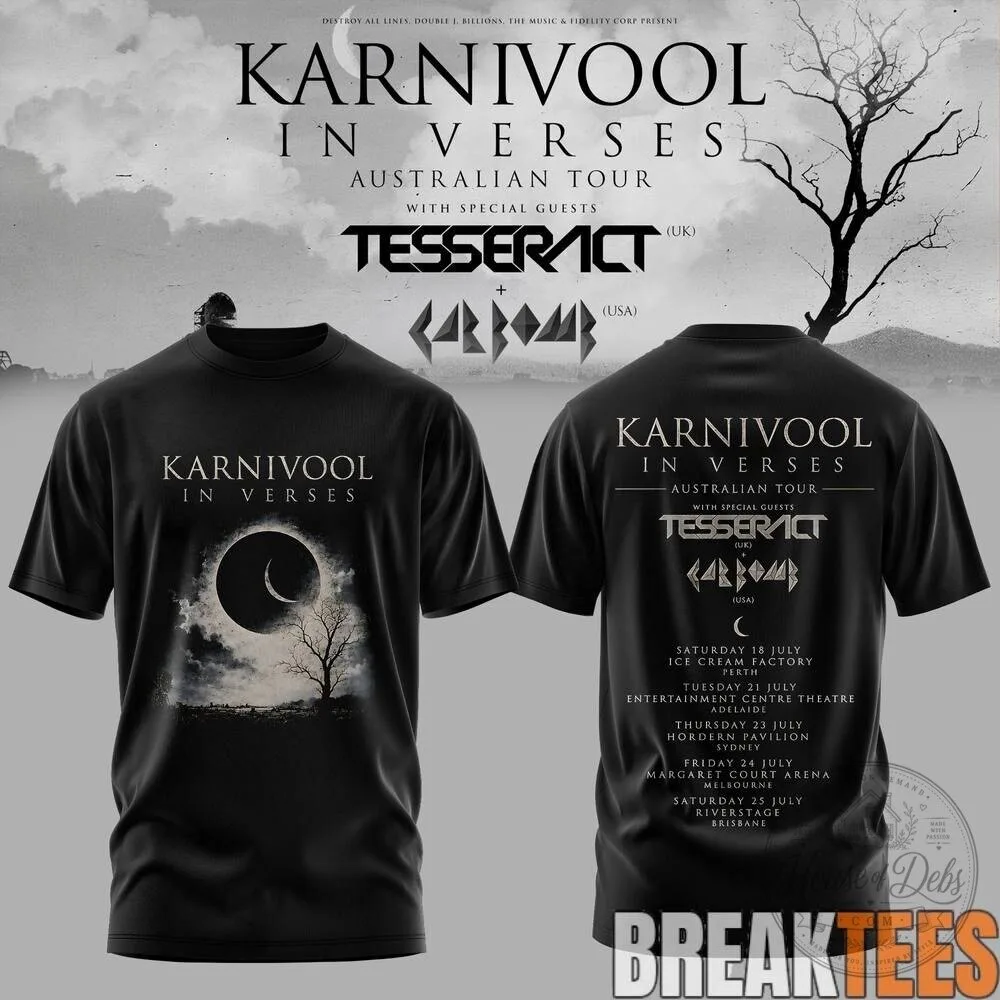 Karnivool In Verses Australian Tour 2026 Black Concert Band T-Shirt