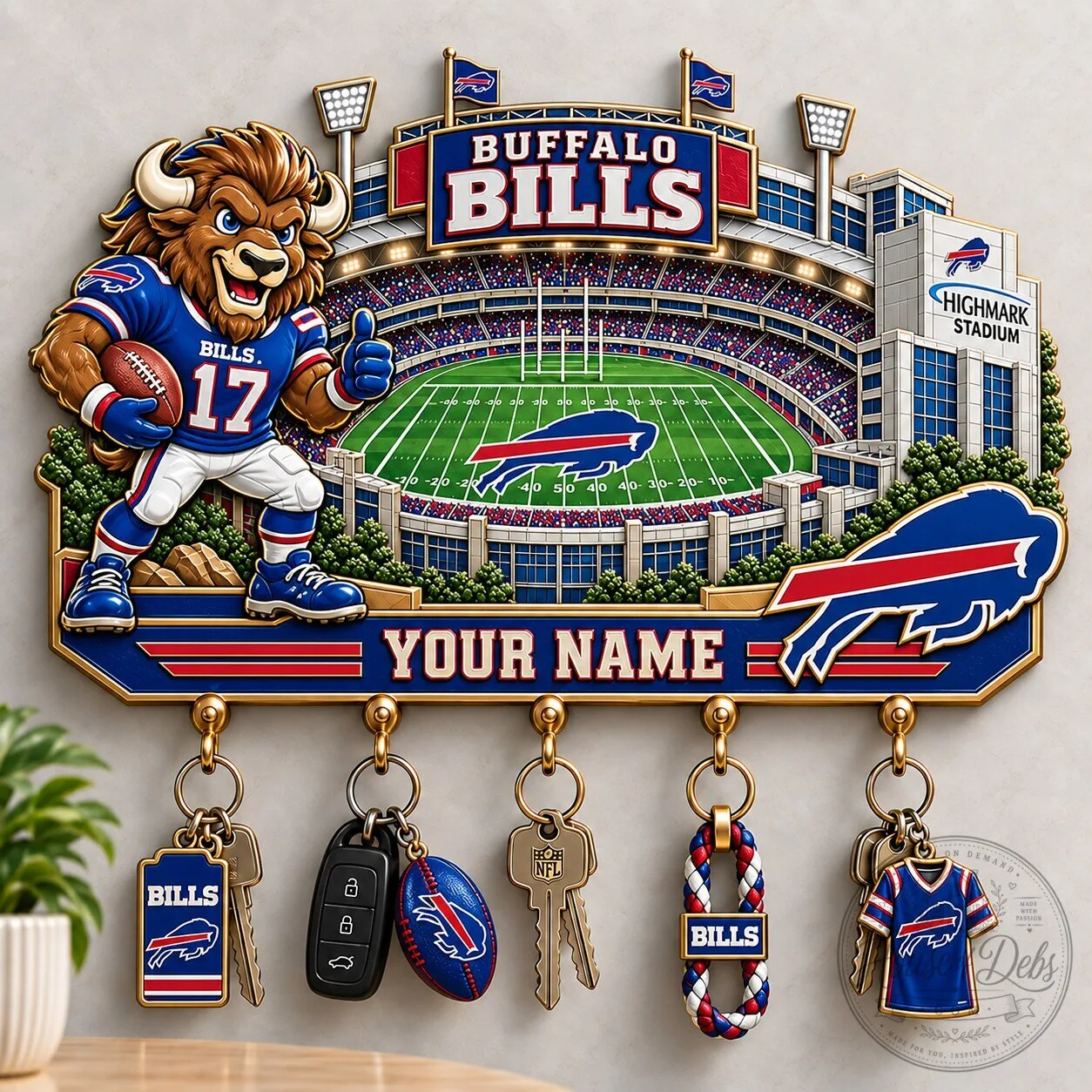 Buffalo Bills NFL Football Stadium Wall Key Holder Rack