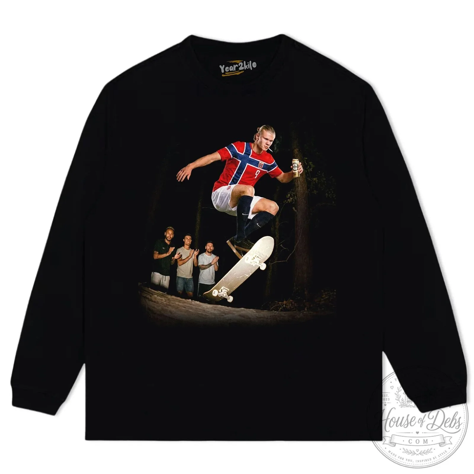 Funny Graphic T-Shirt Featuring Erling Haaland and Norway Football Skateboard Design 15 Funny Graphic T-Shirt Featuring Erling Haaland and Norway Football Skateboard Design