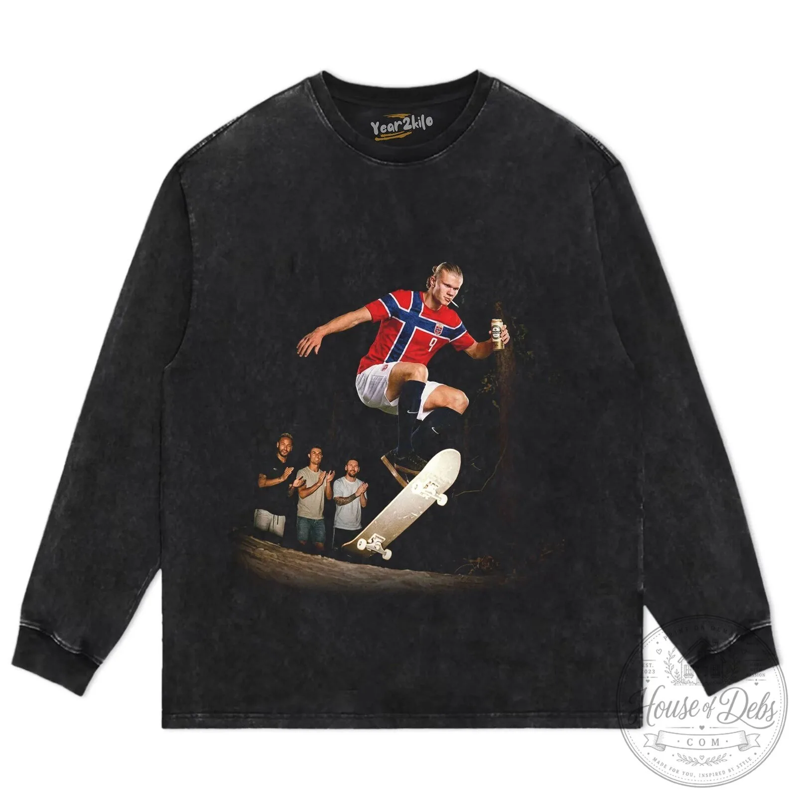 Funny Graphic T-Shirt Featuring Erling Haaland and Norway Football Skateboard Design 16 Funny Graphic T-Shirt Featuring Erling Haaland and Norway Football Skateboard Design