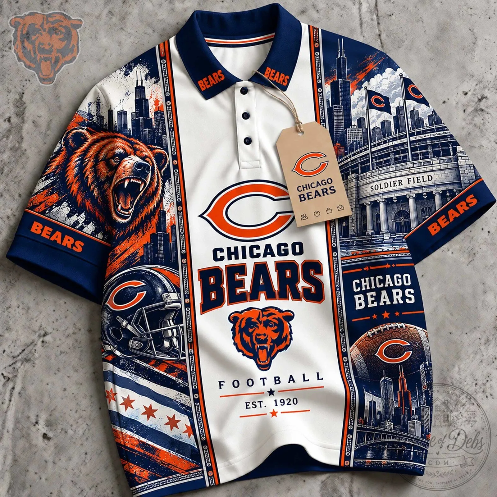 Chicago Bears Football Team Soldier Field Fan Art Polo Shirt