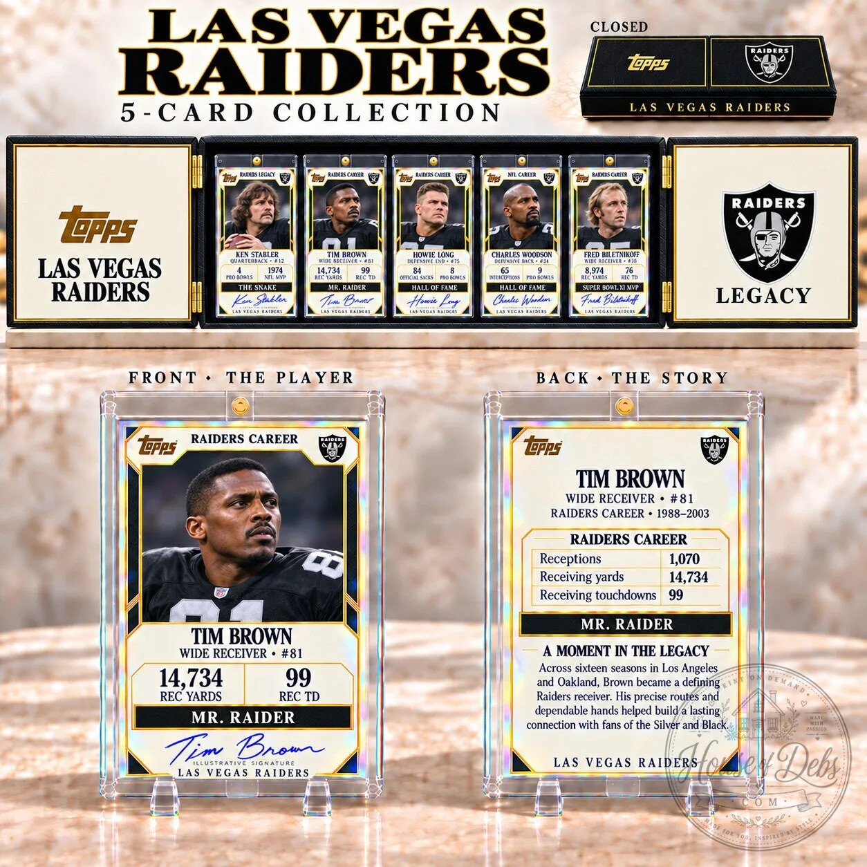 Las Vegas Raiders Topps Tim Brown Football Card Collector's Box Set