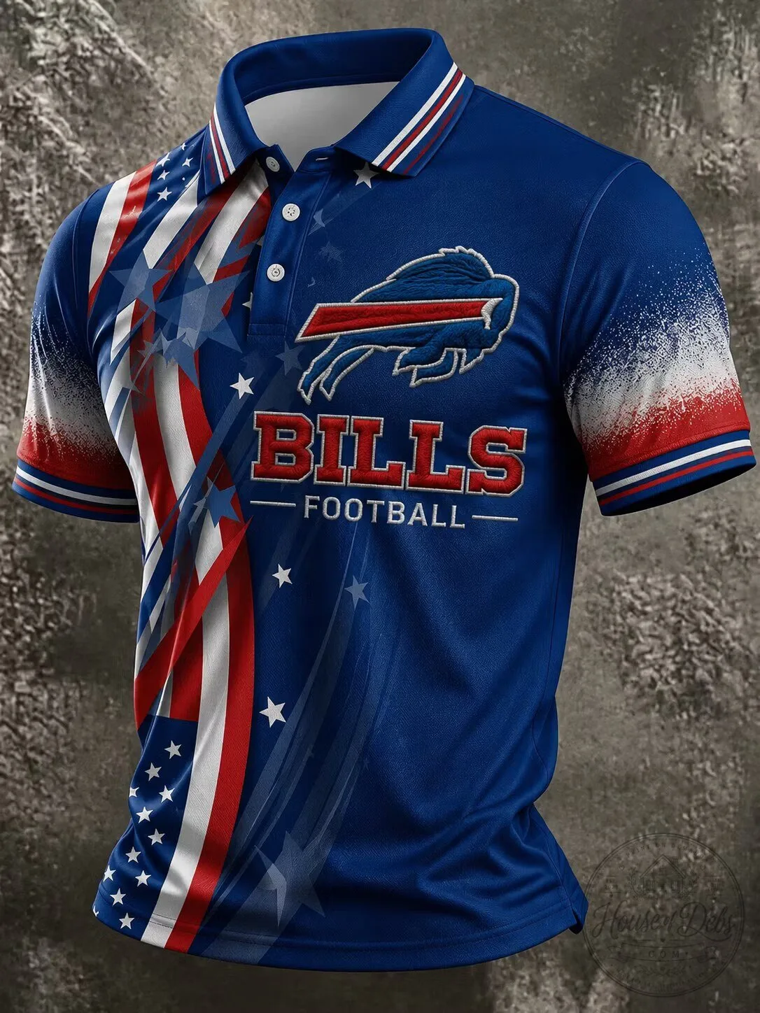 Buffalo Bills Football Team American Flag Design Polo Shirt