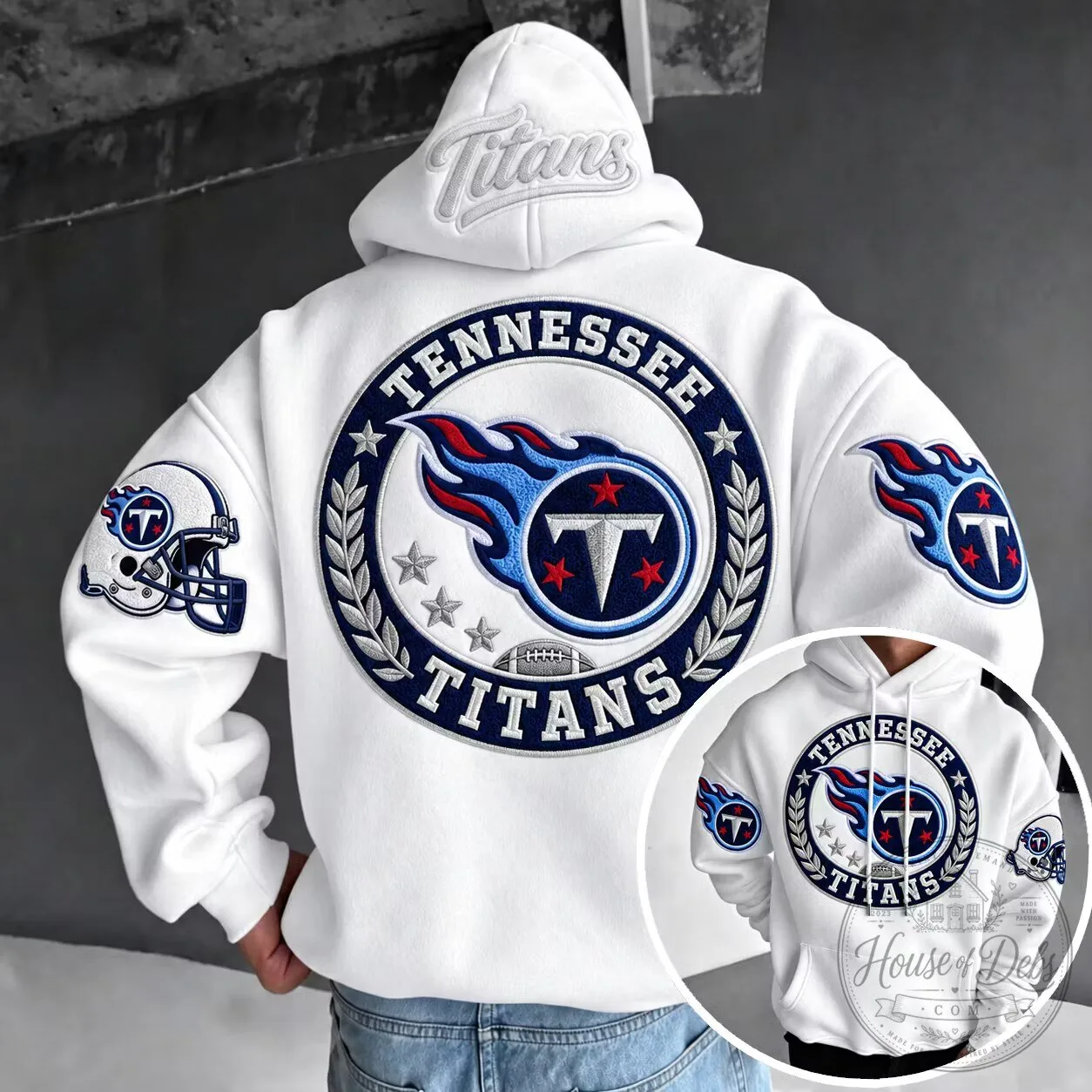 Tennessee Titans Football Team Logo White Hoodie