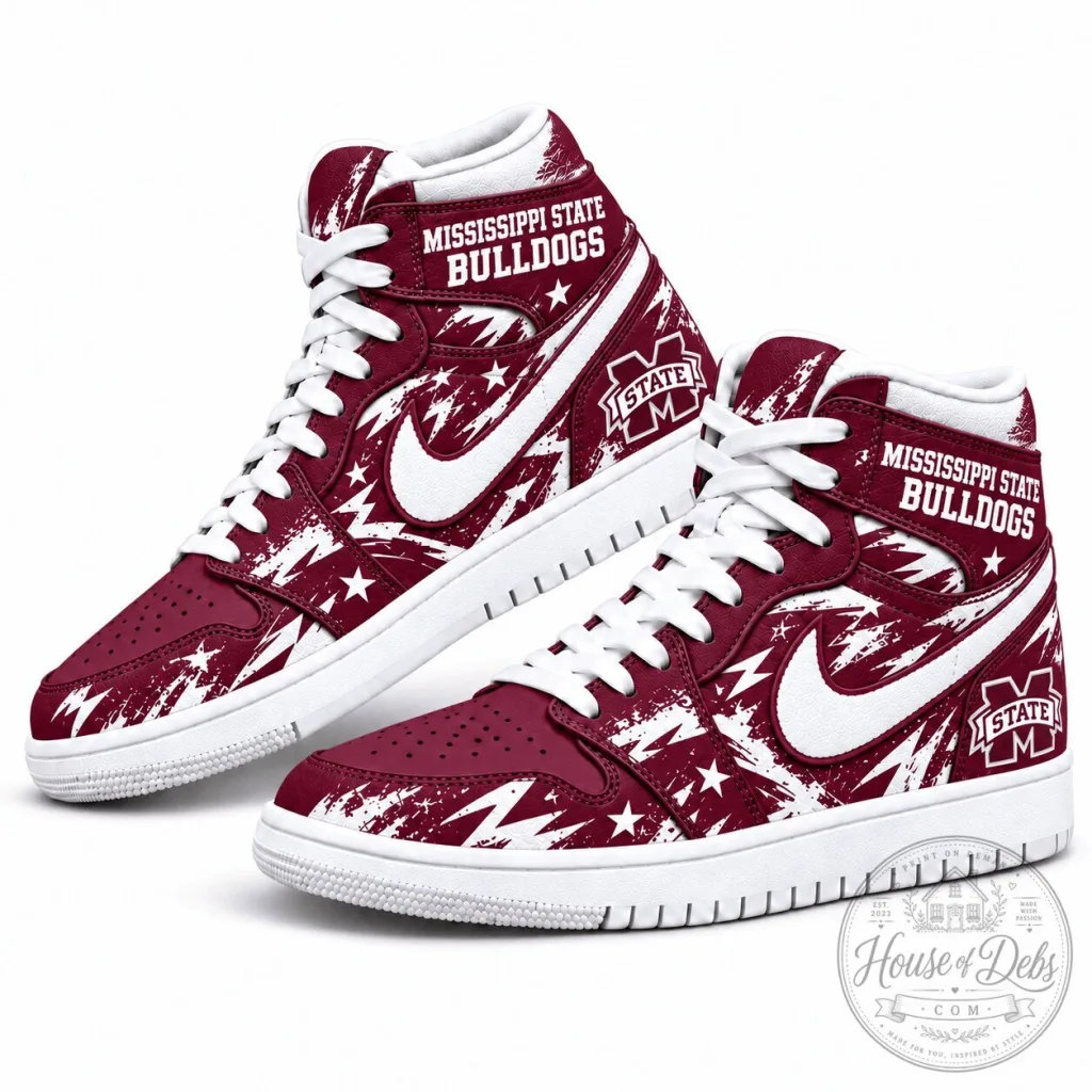 Mississippi State Bulldogs Graffiti Print High-Top Sneakers Mississippi State Bulldogs Graffiti Print High-Top Sneakers