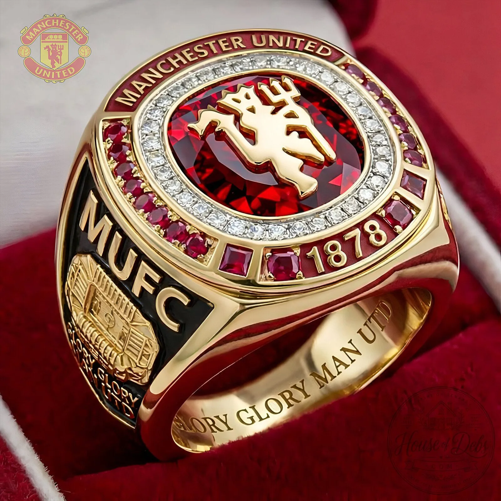 Manchester United Football Club Gold Plated Championship Ring