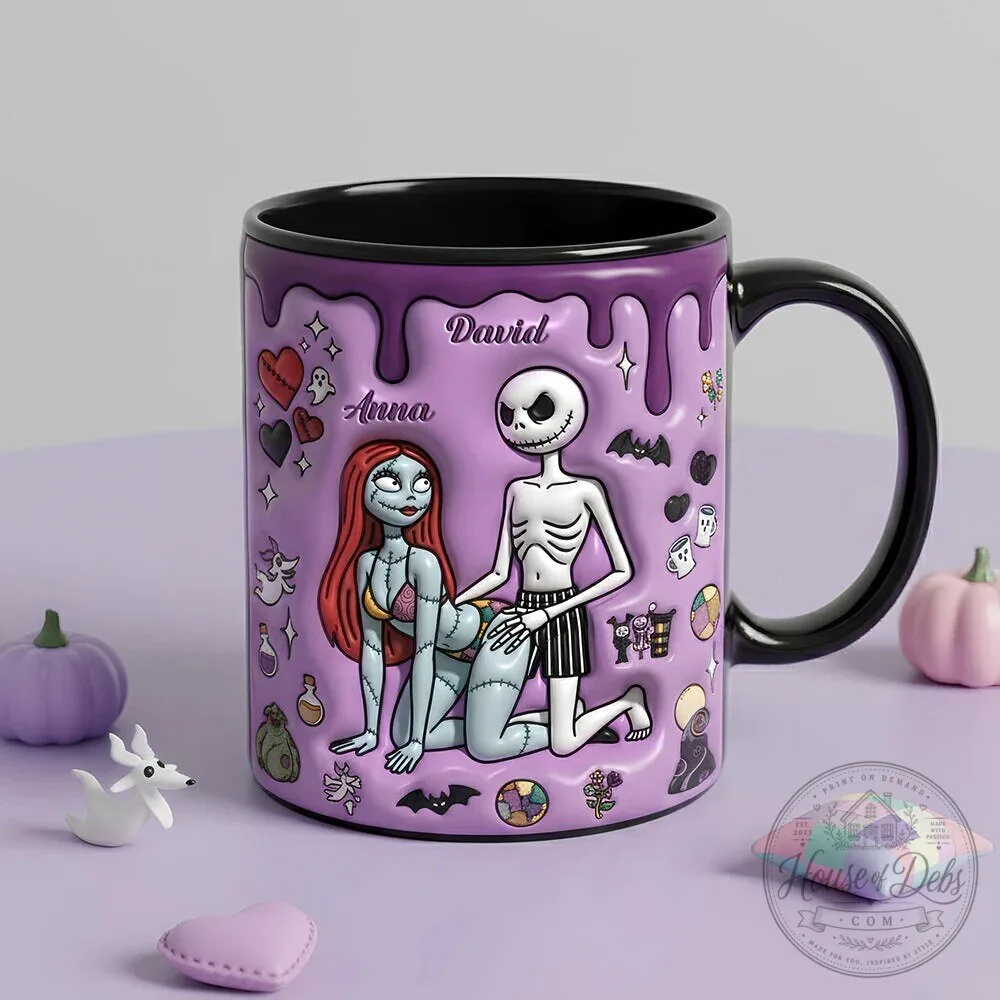Jack Skellington and Sally Personalized Couple Mug for Halloween and Christmas