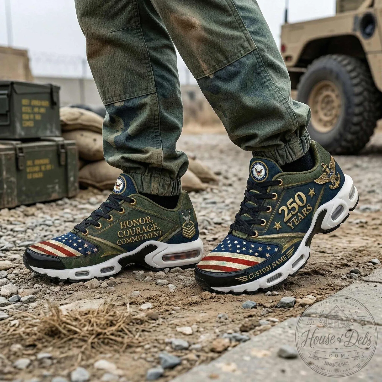 United States Navy 250th Anniversary Honor Courage Commitment Sneakers 10 United States Navy 250th Anniversary Honor Courage Commitment Sneakers